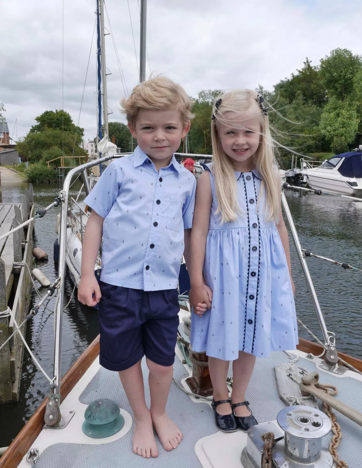 Rachel Riley Anchor Button-Front Dress | Girl Dresses