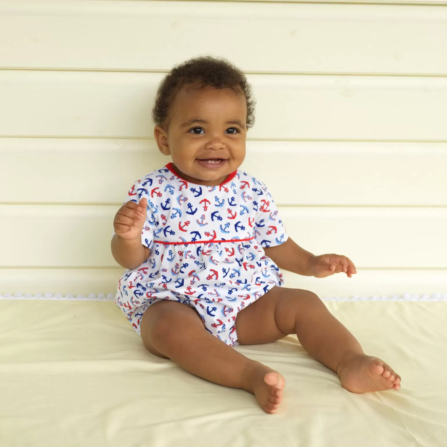 Rachel Riley Anchor Jersey Bubble | Baby Girl Babygros & Babysuits