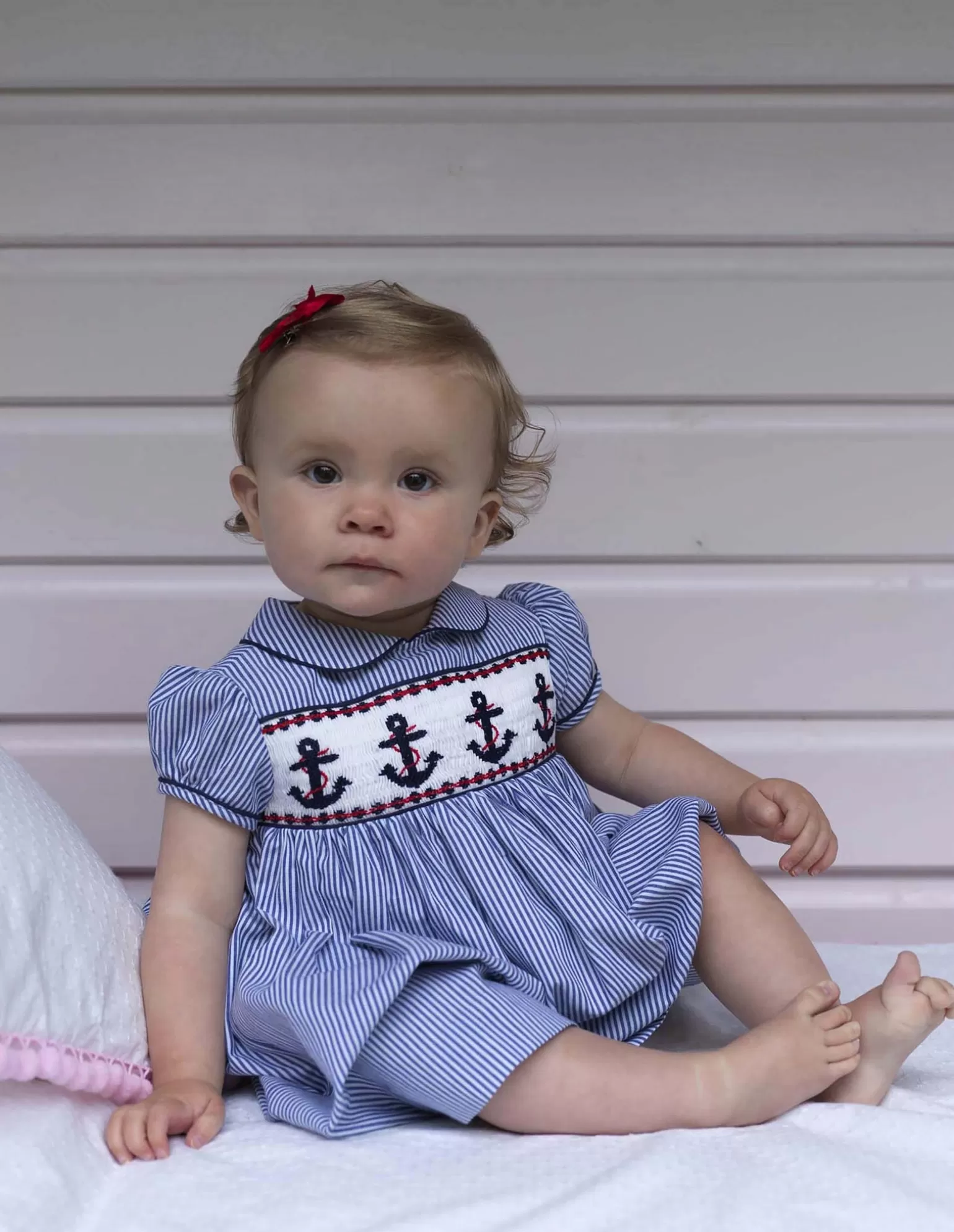 Rachel Riley Anchor Smocked Dress & Bloomers | Baby Girl Dresses