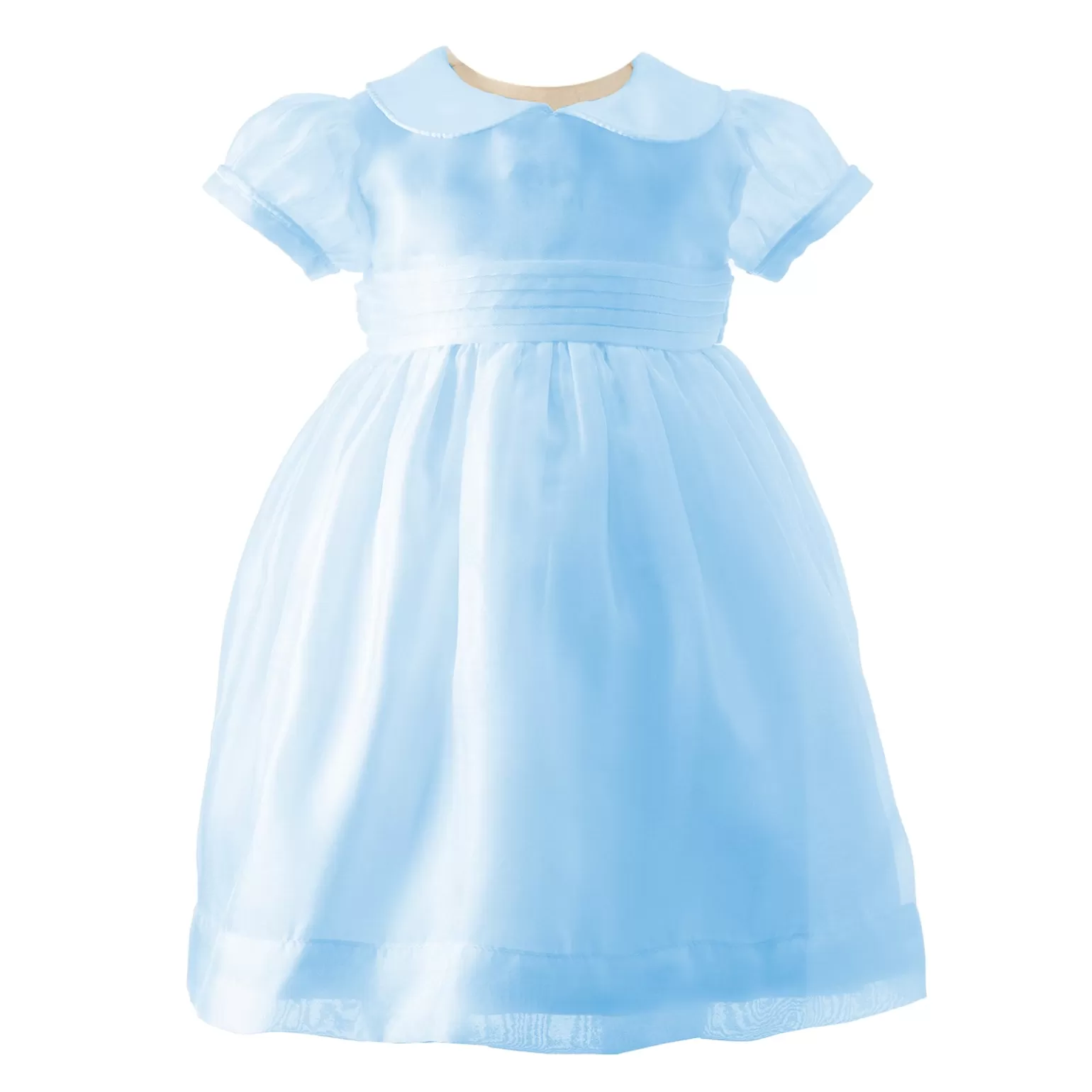 Rachel Riley Blue Organza Pintuck Dress | Baby Girl Dresses