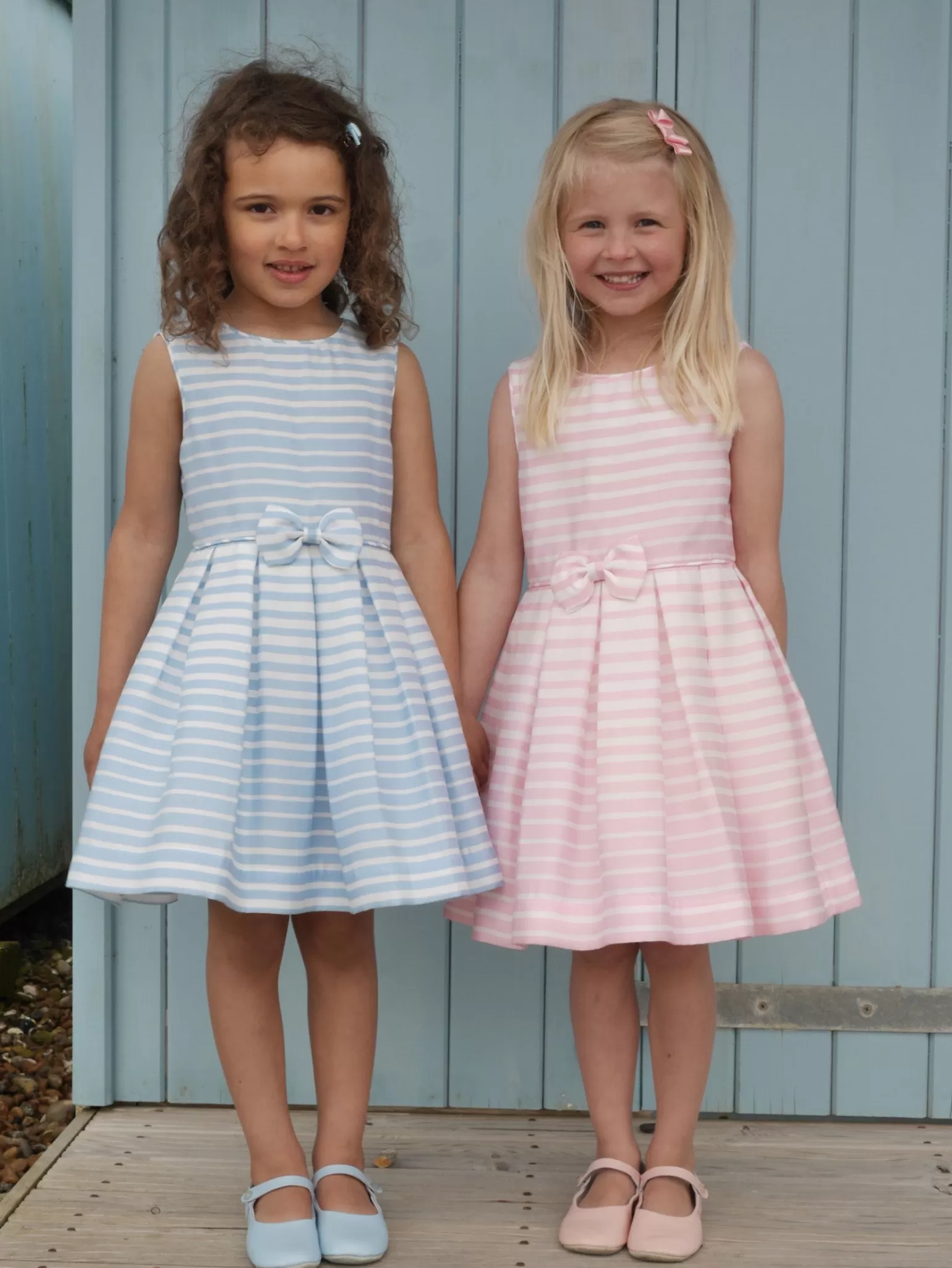 Rachel Riley Blue Pastel Striped Party Dress | Girl Dresses