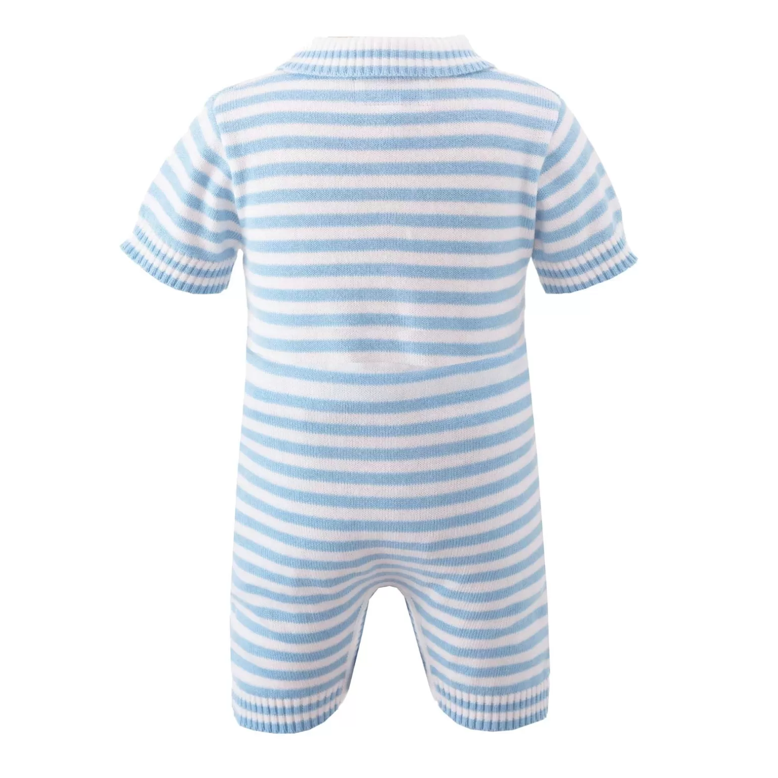 Rachel Riley Blue Striped Knitted Babysuit | Baby Boy Knitwear