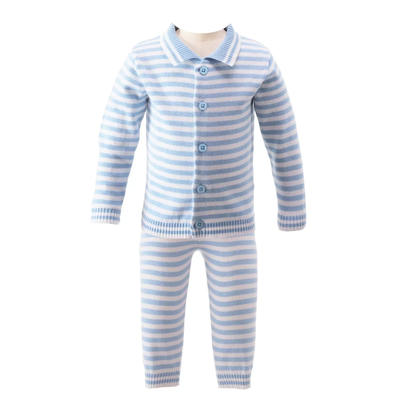 Rachel Riley Blue Striped Knitted Set | Baby Boy Sets & Outfits