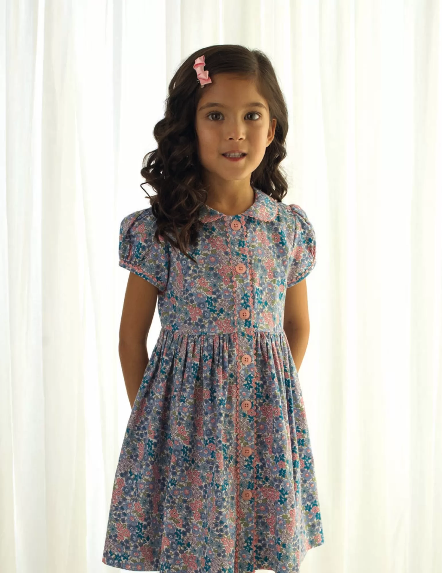 Rachel Riley Bouquet Floral Button-Front Dress | Girl Dresses
