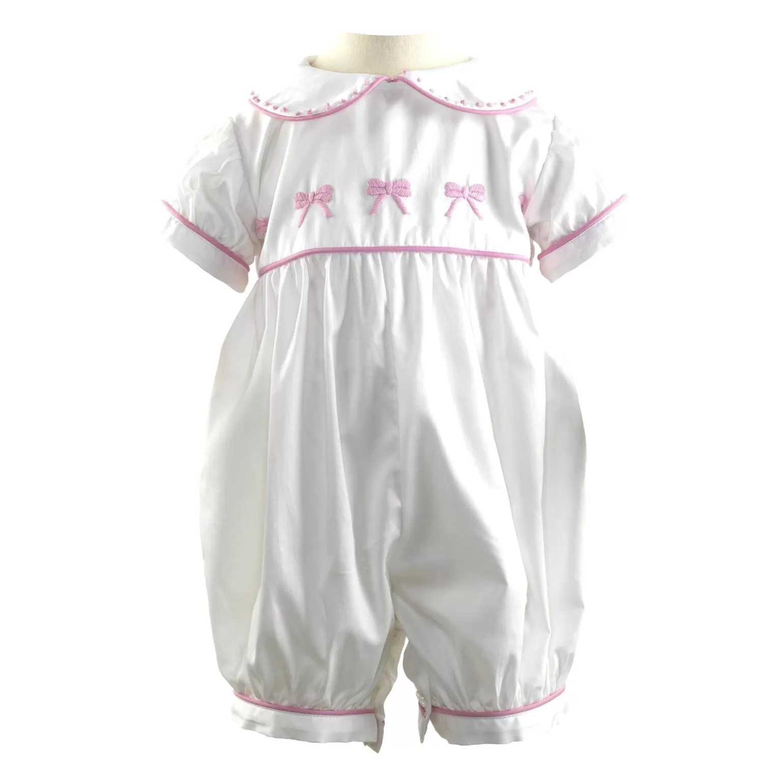 Rachel Riley Bow Embroidered Babysuit | Baby Girl Babygros & Babysuits