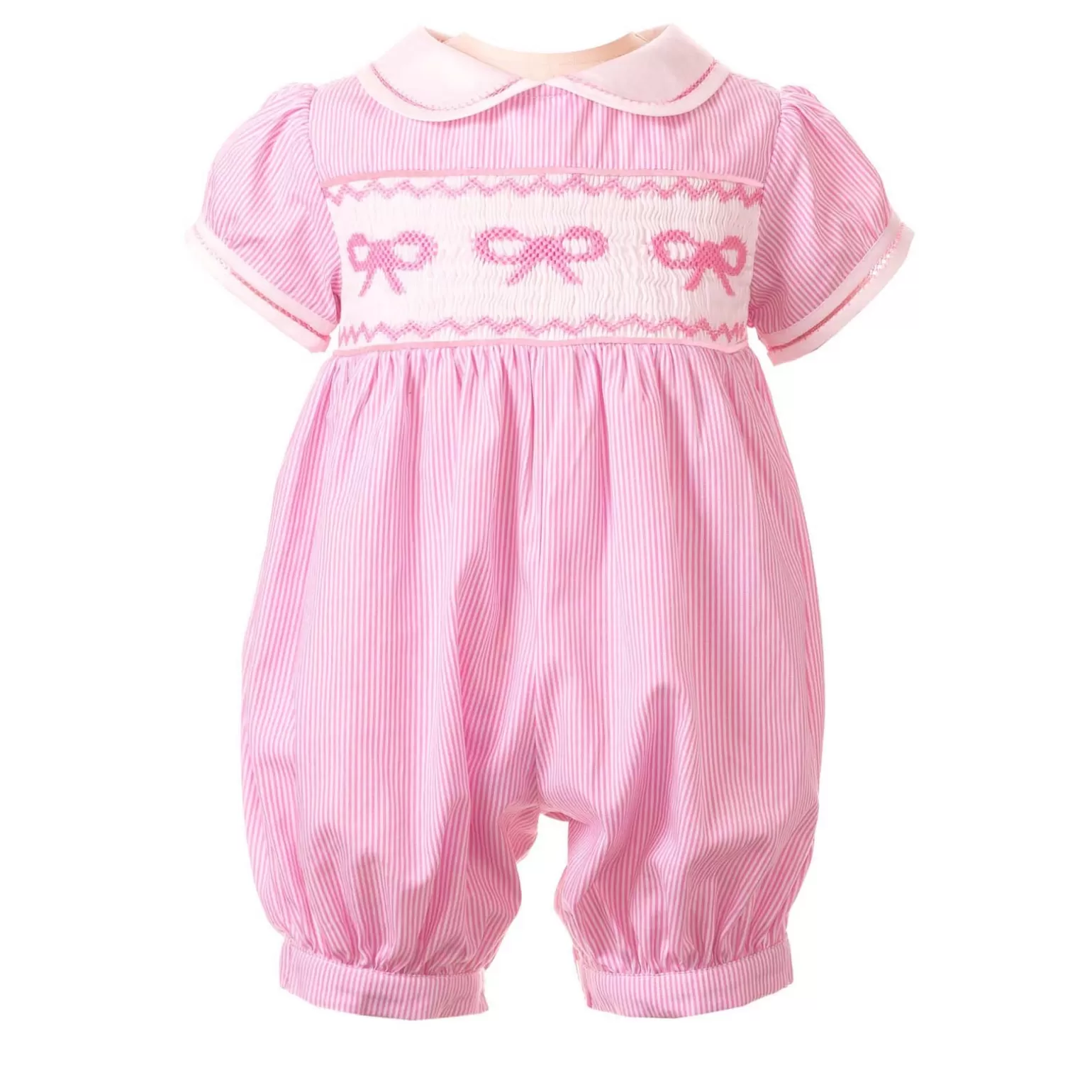 Rachel Riley Bow Smocked Babysuit | Baby Girl Babygros & Babysuits