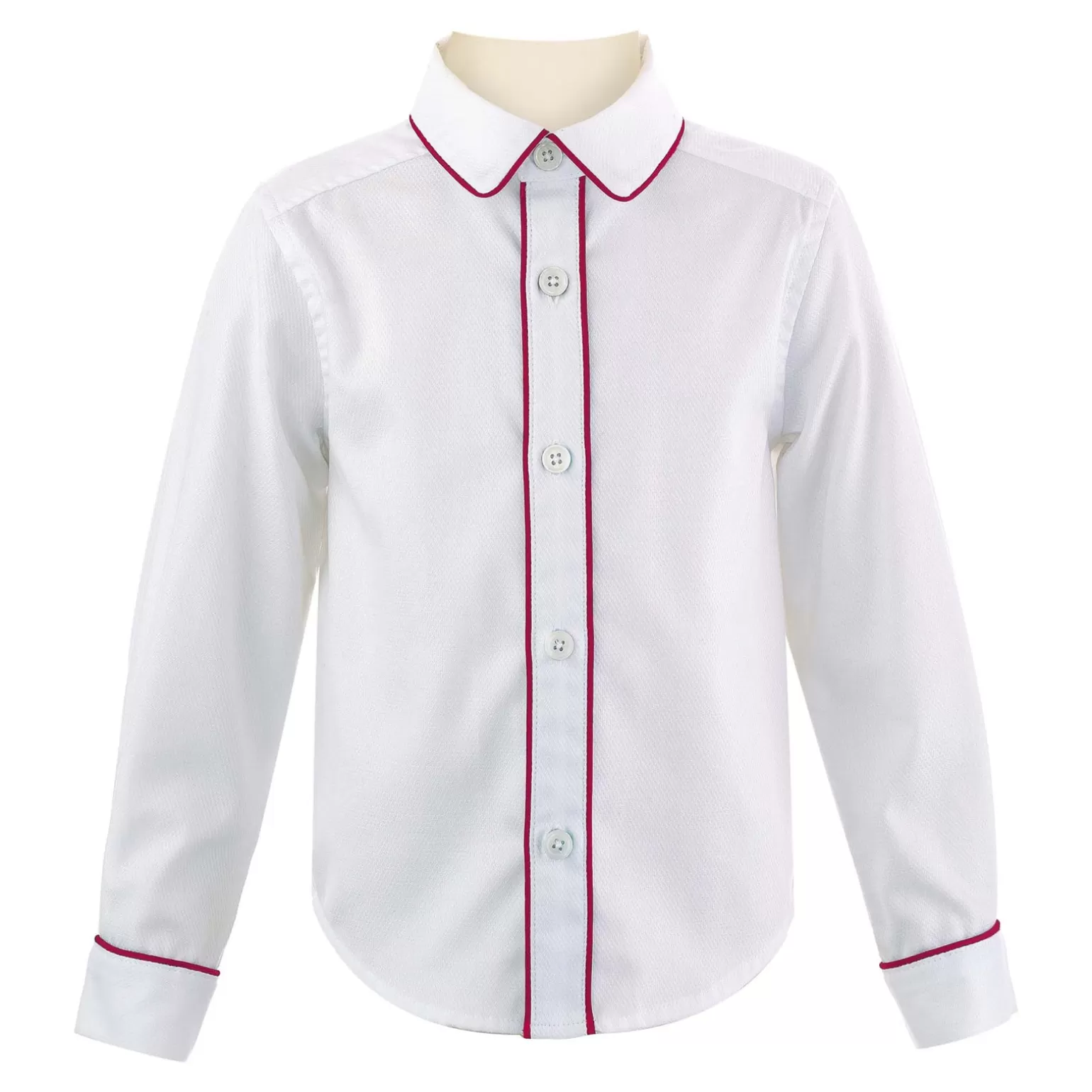 Rachel Riley Burgundy Pique Piped Shirt | Boy Shirts & Tops