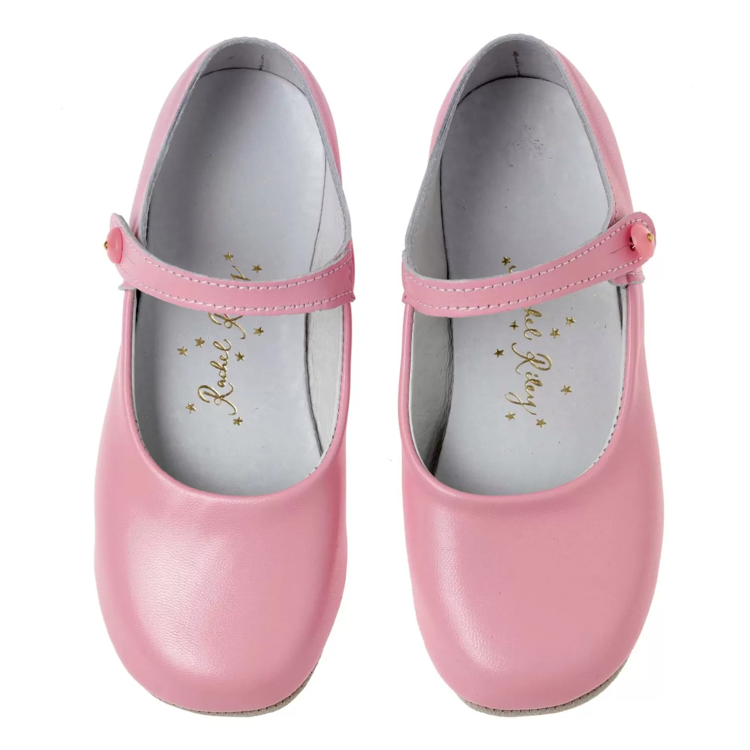 Rachel Riley Button Strap Slippers, Pale Pink | Baby Girl Shoe