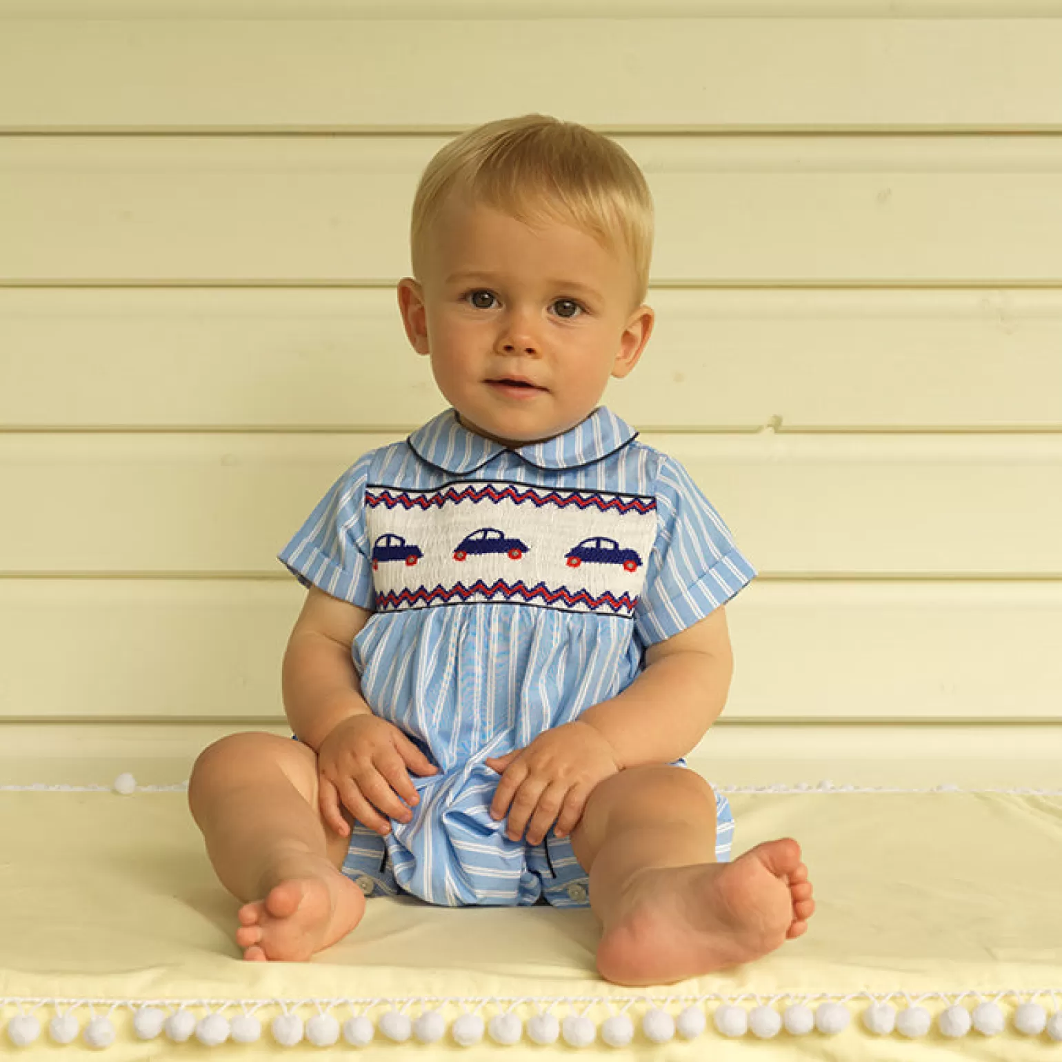 Rachel Riley Car Smocked Babysuit | Baby Boy Newborn