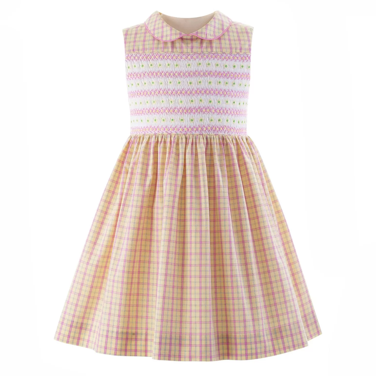 Rachel Riley Checked Flower Smocked Dress | Girl Dresses