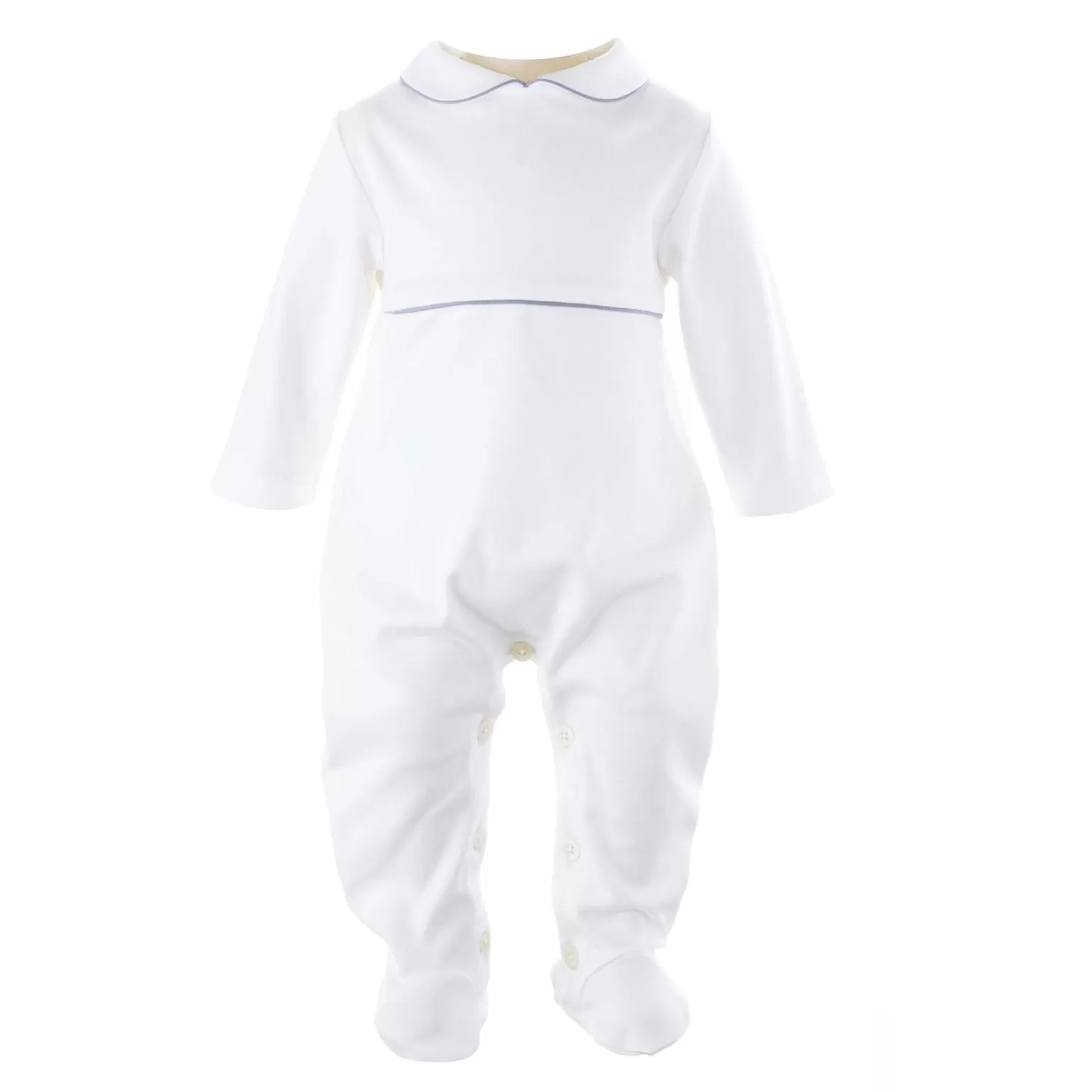 Rachel Riley Classic Grey Trim Babygro | Baby Boy Newborn
