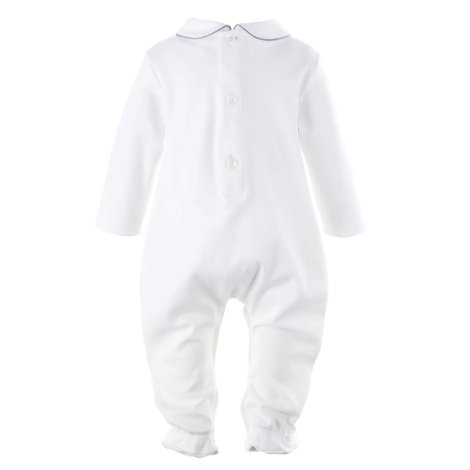 Rachel Riley Classic Grey Trim Babygro | Baby Boy Babygros & Babysuits