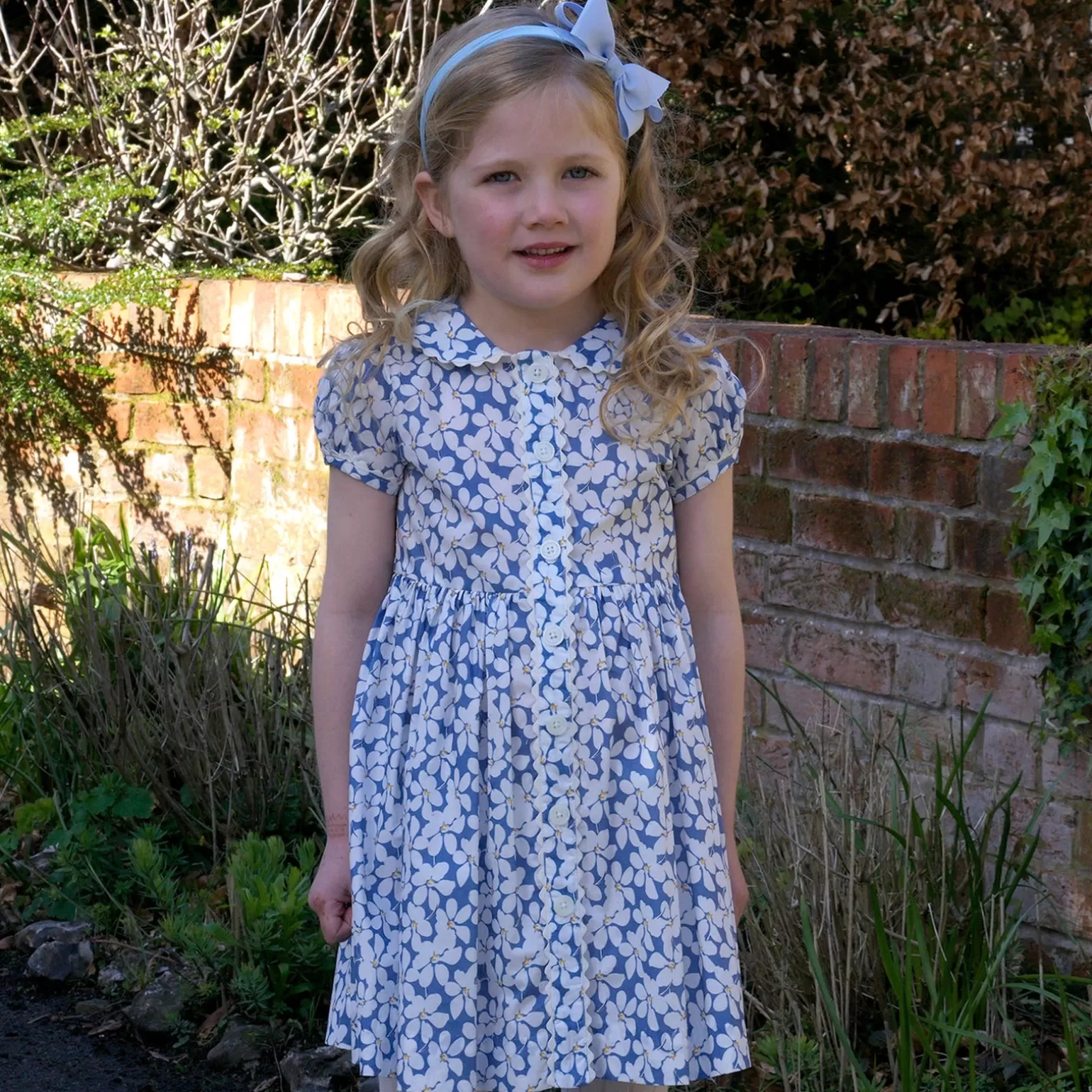 Rachel Riley Daisy Button-Front Dress | Girl Dresses