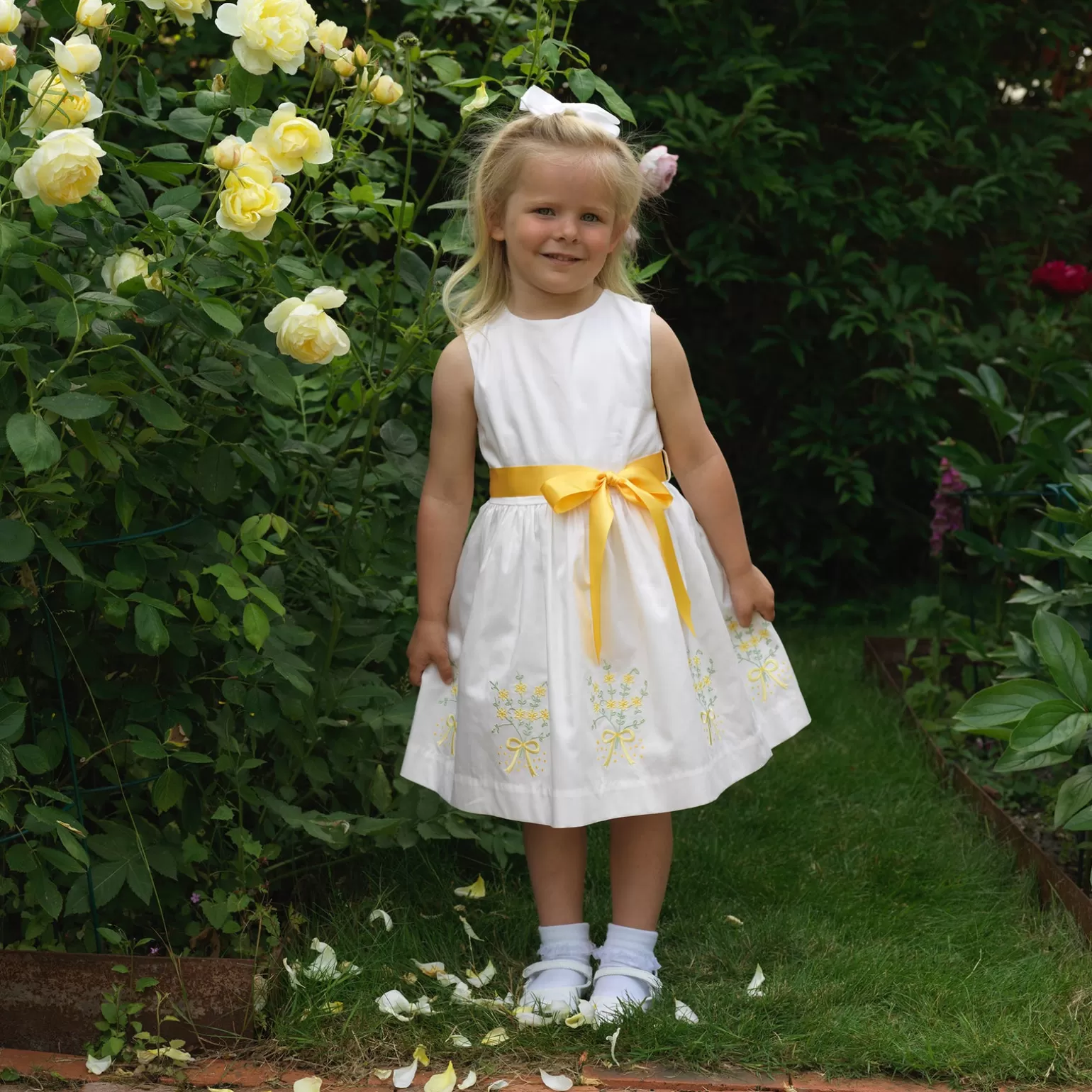 Rachel Riley Embroidered Bouquet Dress | Girl Dresses