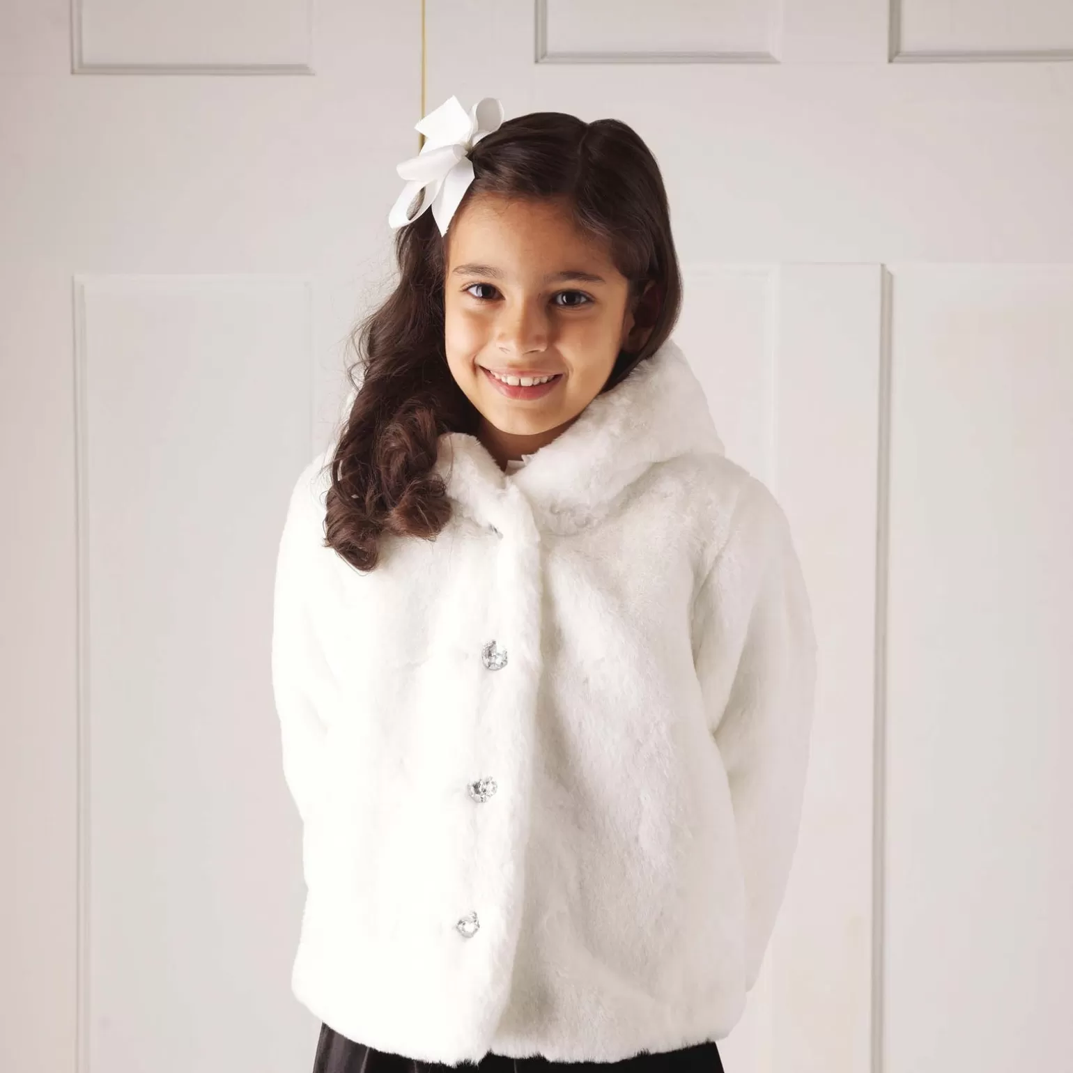 Rachel Riley Faux Fur Short Coat | Girl Knitwear, Jackets & Coats