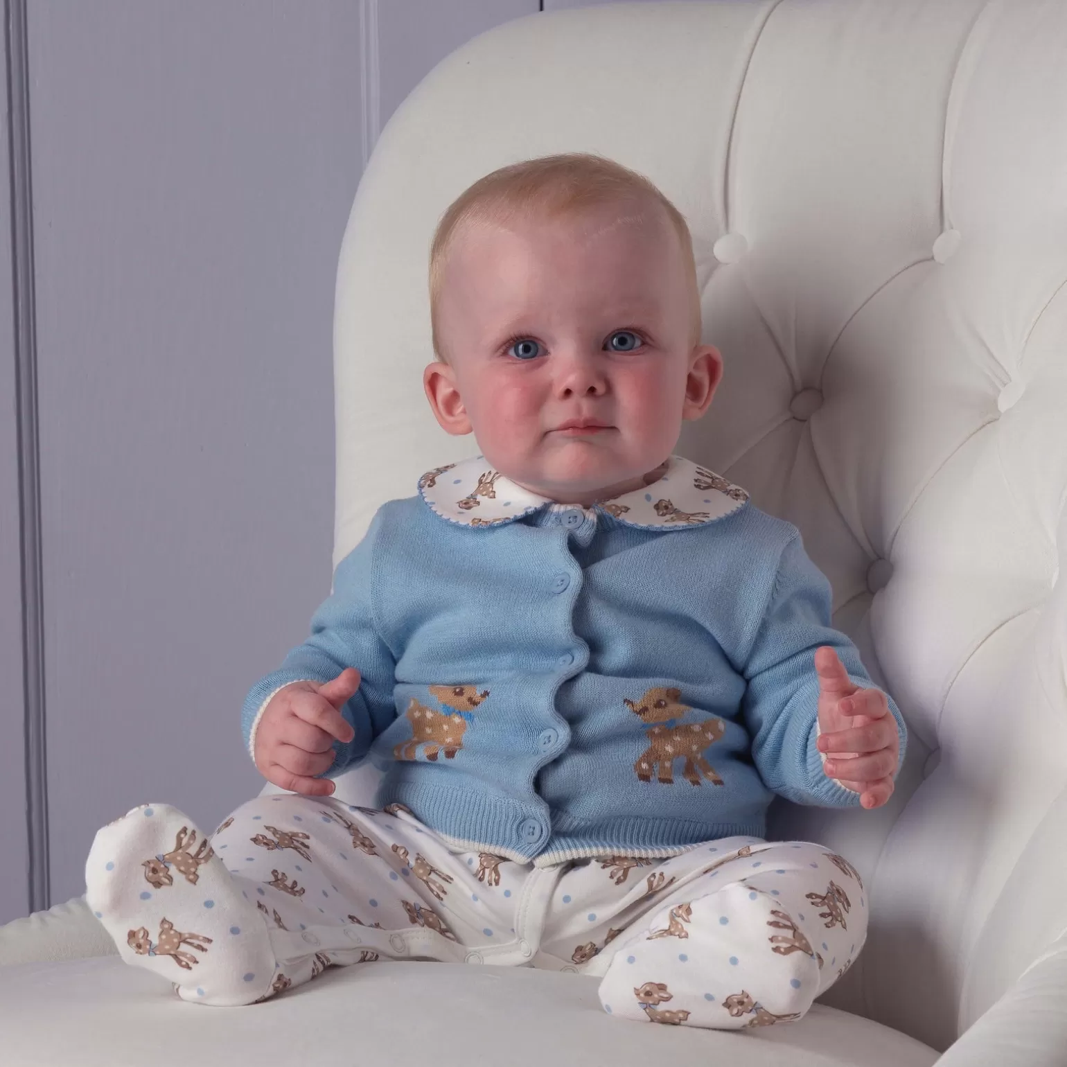 Rachel Riley Fawn Cardigan | Baby Boy Knitwear