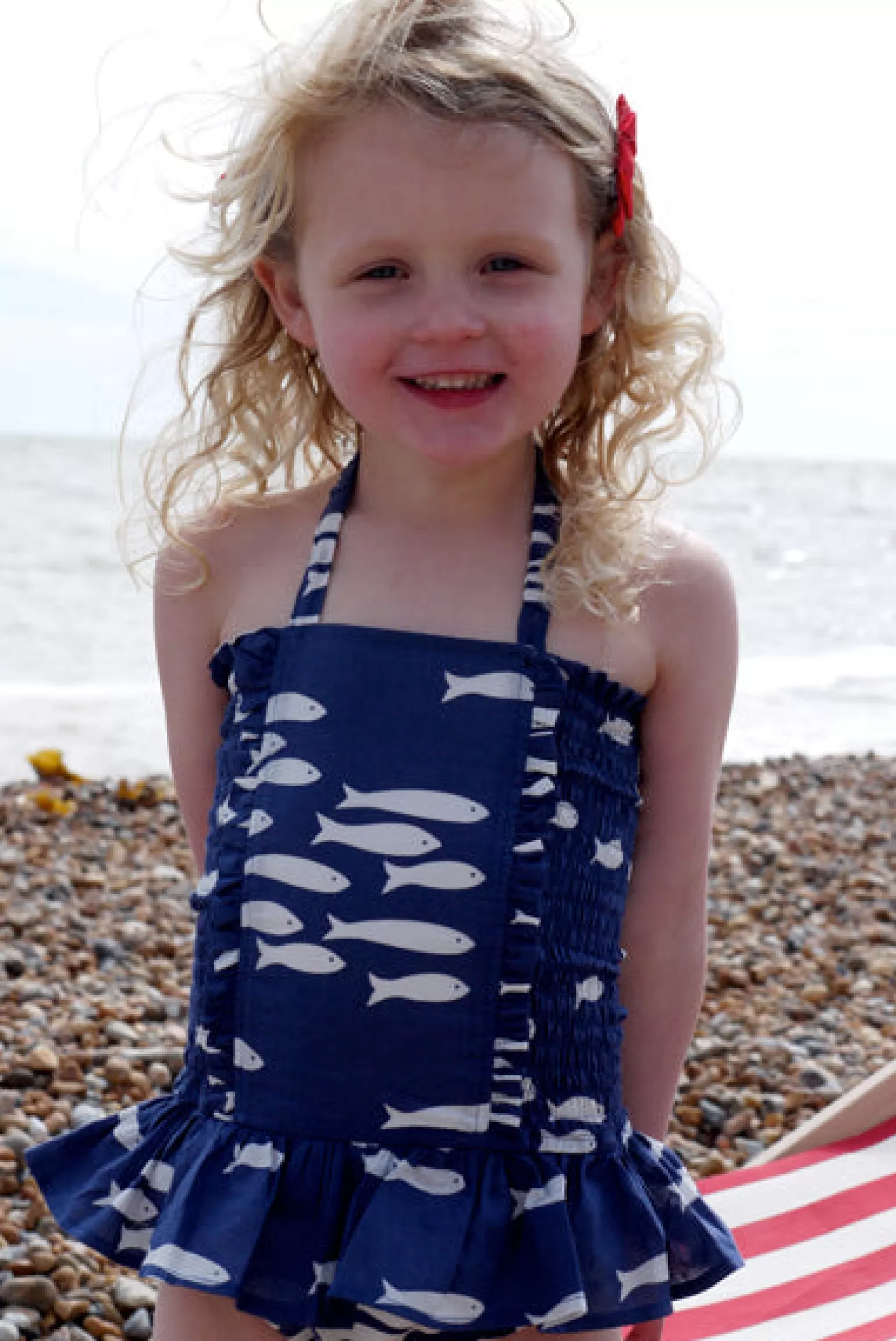 Rachel Riley Fish Print Ruched Swimsuit | Girl Swim