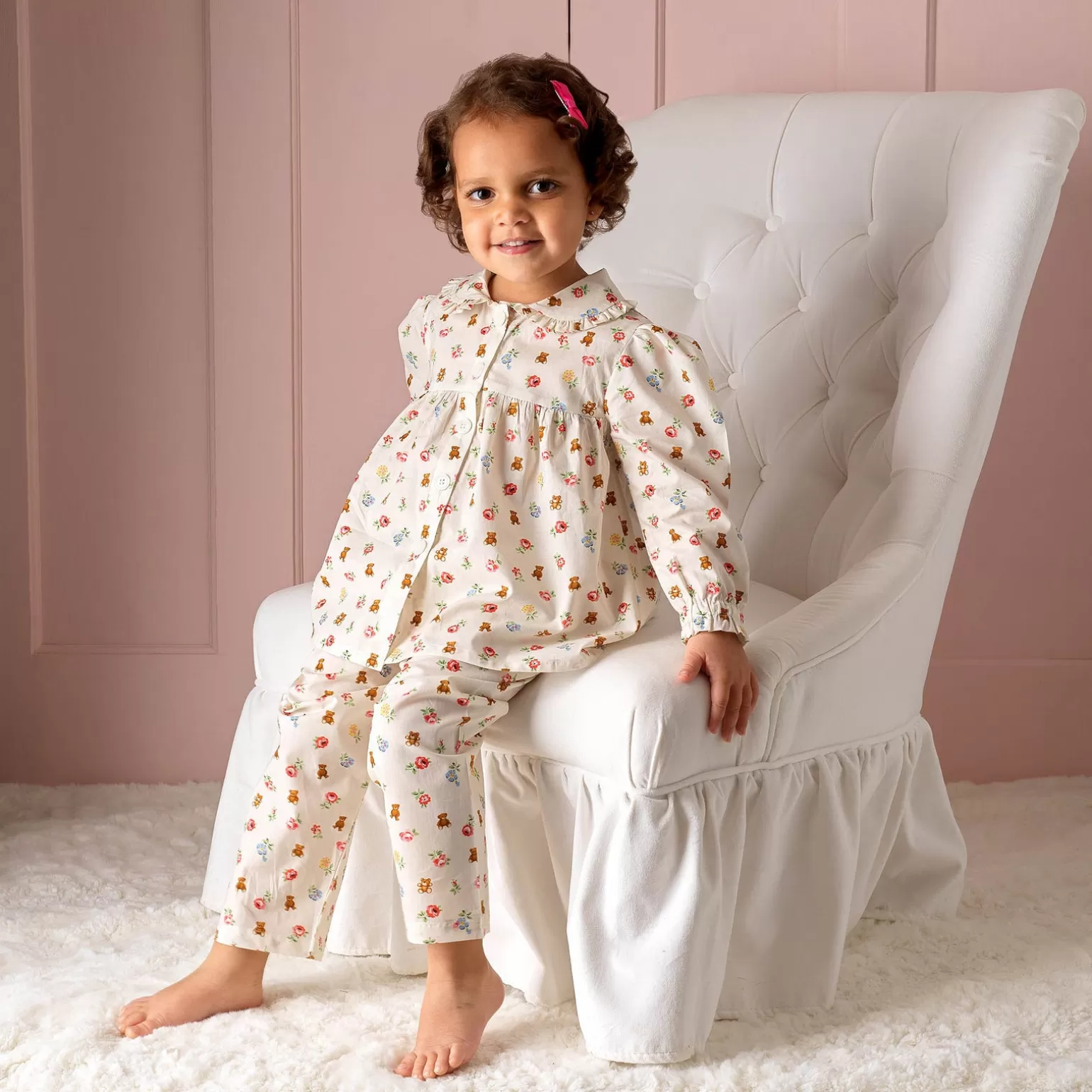 Rachel Riley Floral Bear Pyjamas | Girl Pyjamas & Nightdresses