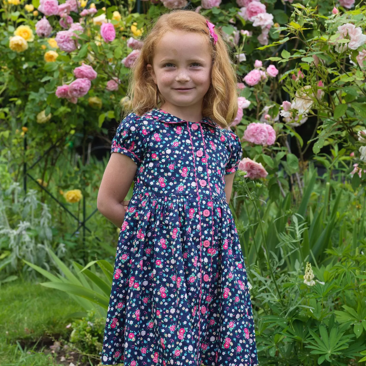 Rachel Riley Floral Button-Front Dress | Girl Dresses