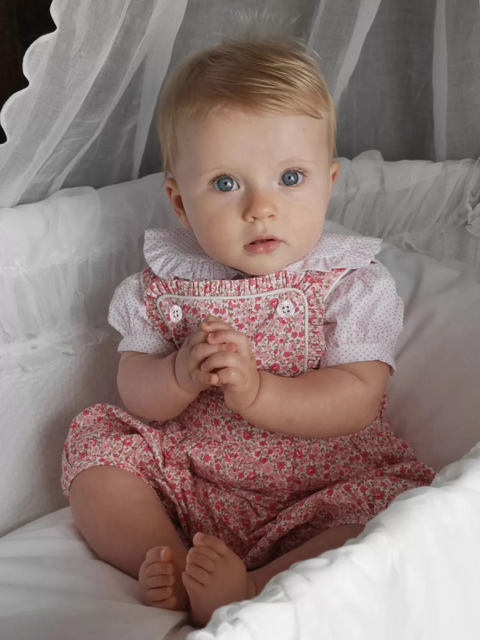 Rachel Riley Floral Frill Dungarees | Baby Girl Sets & Outfits