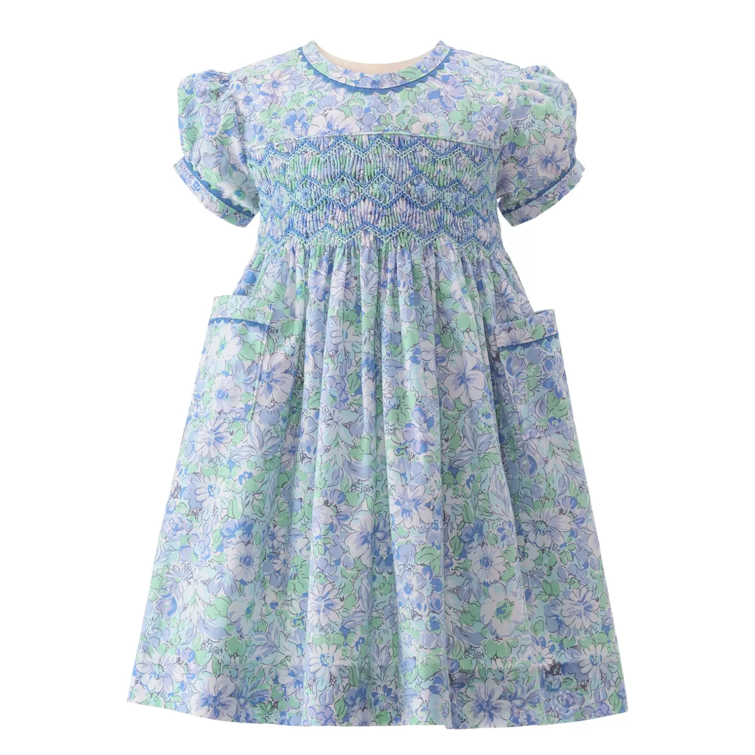 Rachel Riley Floral Meadow Smocked Dress & Bloomers | Baby Girl Dresses
