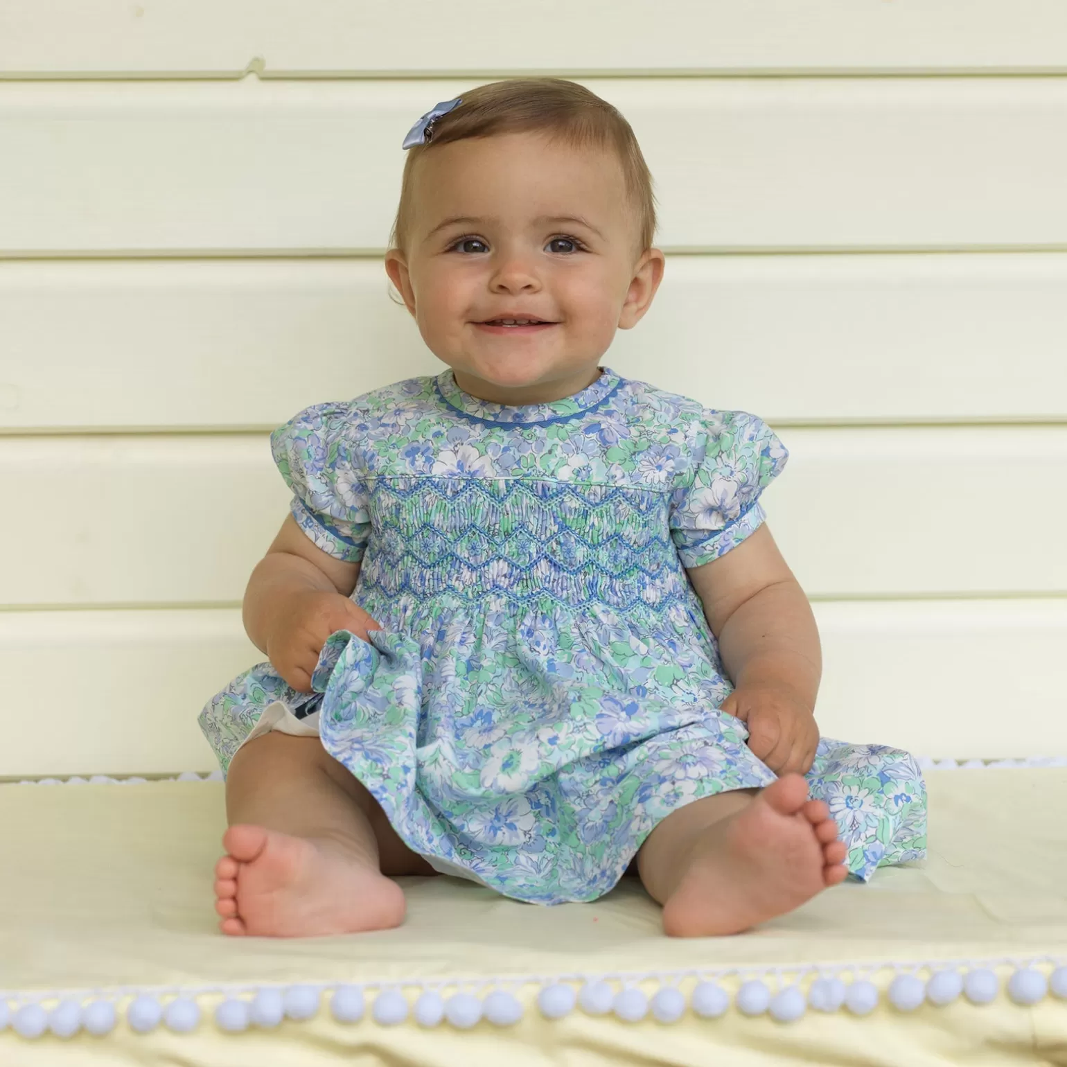 Rachel Riley Floral Meadow Smocked Dress & Bloomers | Baby Girl Dresses