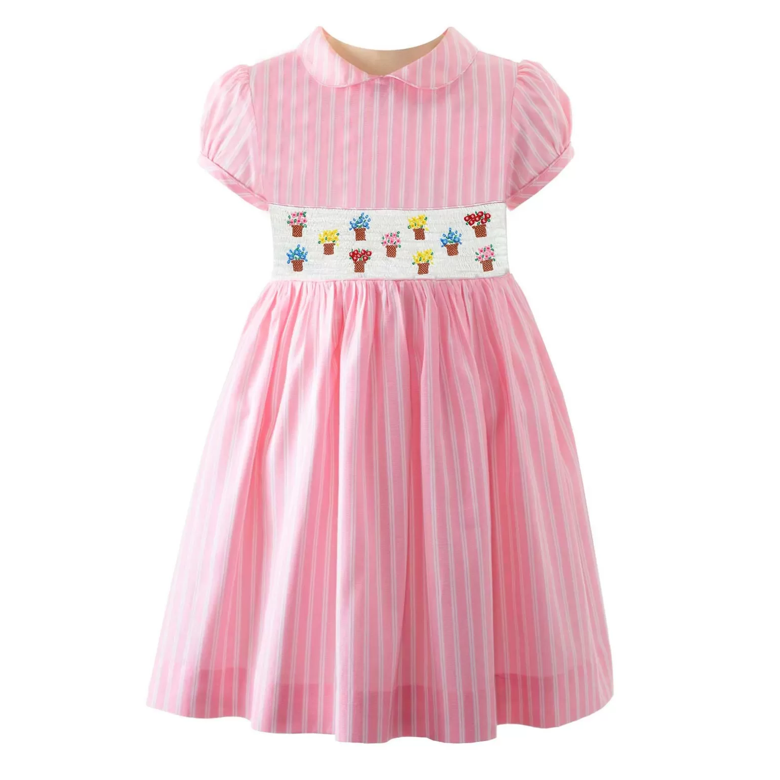Rachel Riley Flower Pot Smocked Dress | Girl Dresses