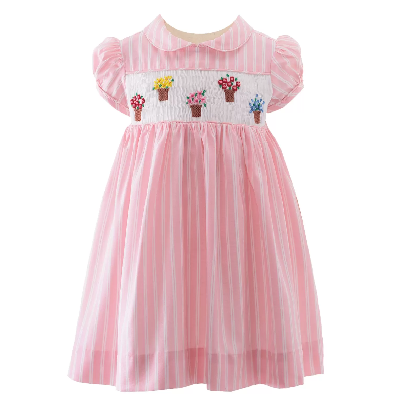 Rachel Riley Flower Pot Smocked Dress & Bloomers | Baby Girl Dresses