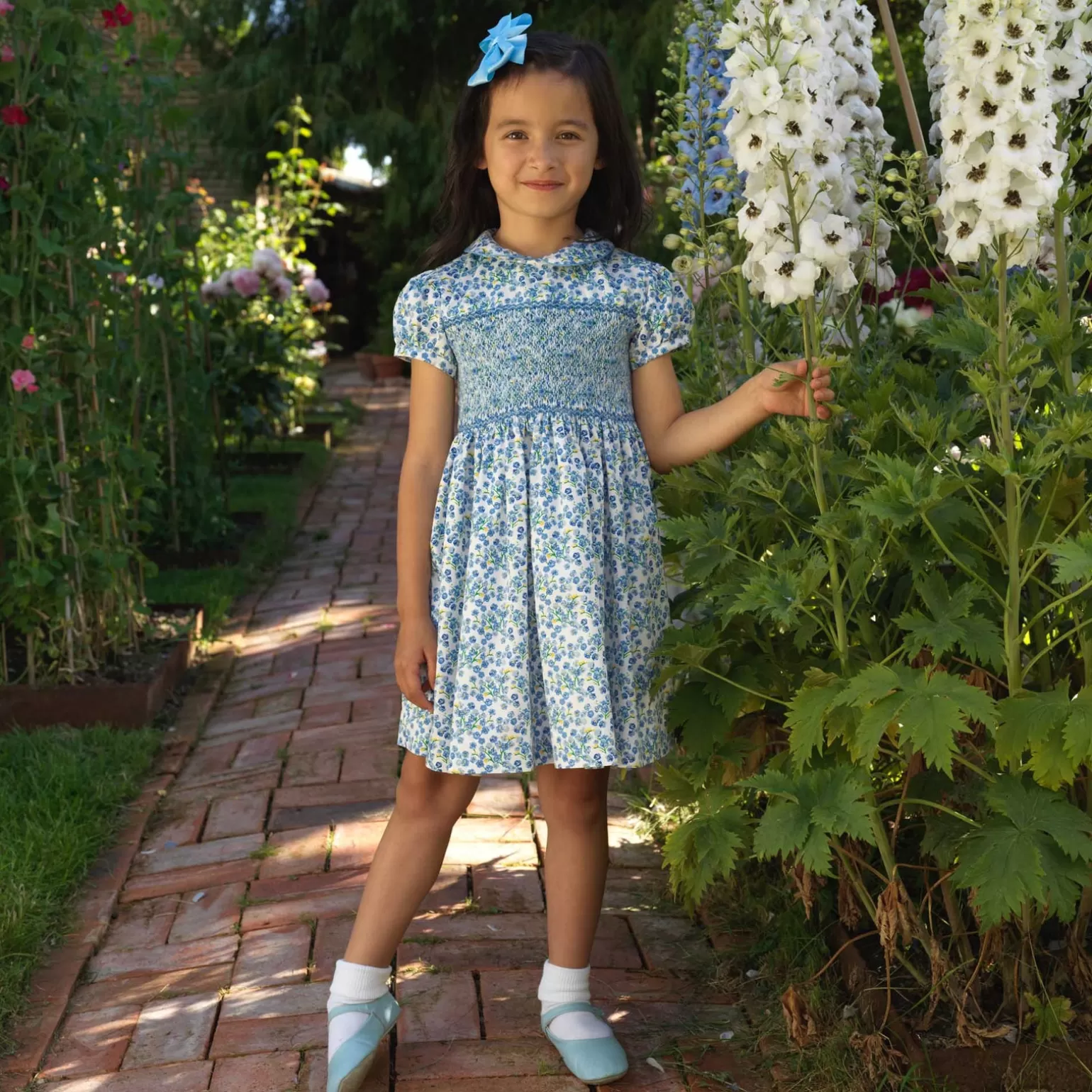 Rachel Riley Forget-Me-Not Smocked Dress | Girl Dresses