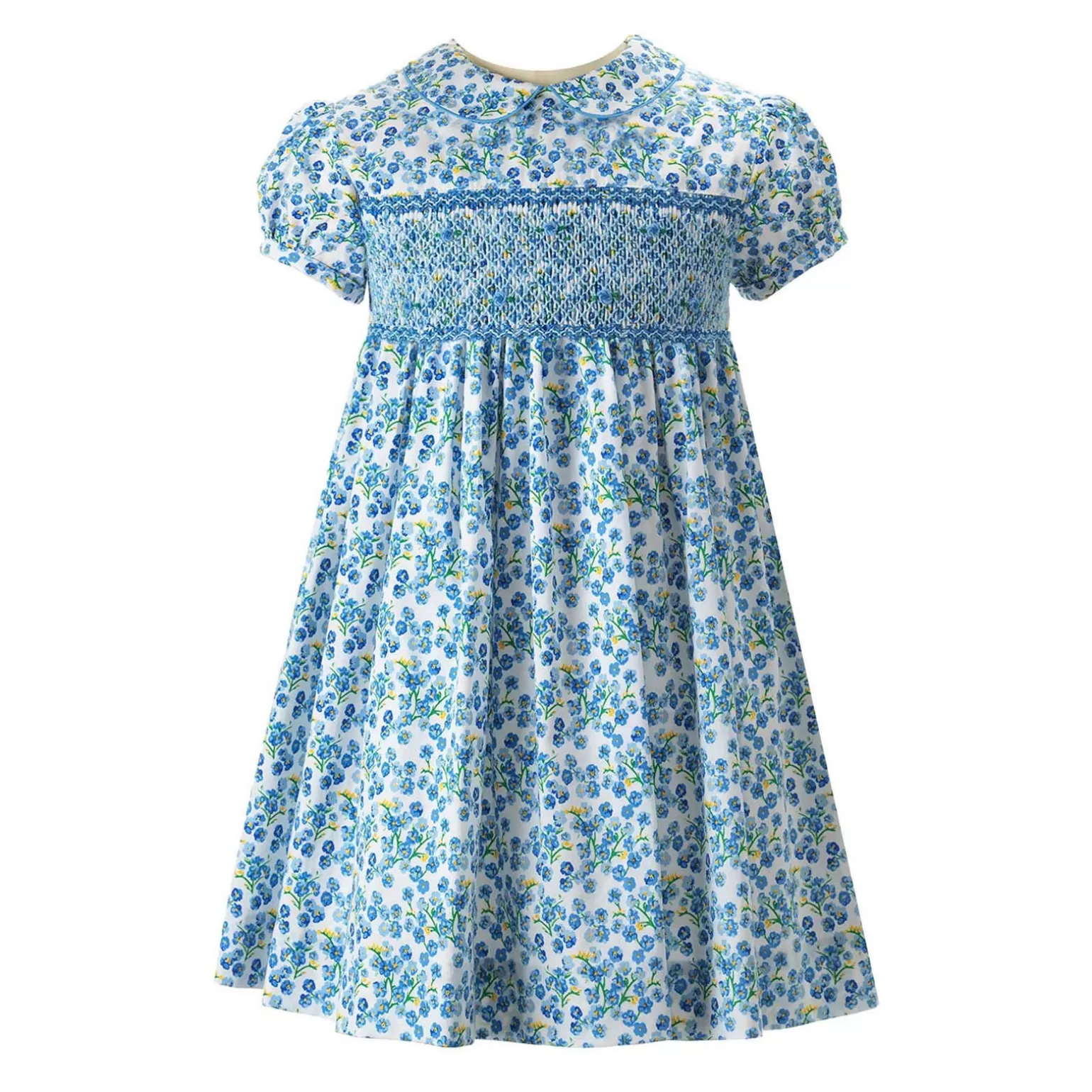 Rachel Riley Forget-Me-Not Smocked Dress & Bloomers | Baby Girl Dresses