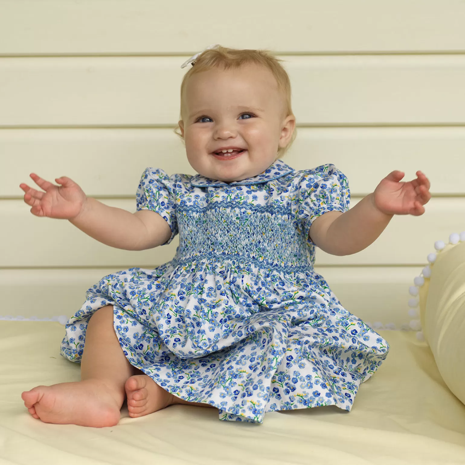 Rachel Riley Forget-Me-Not Smocked Dress & Bloomers | Baby Girl Dresses