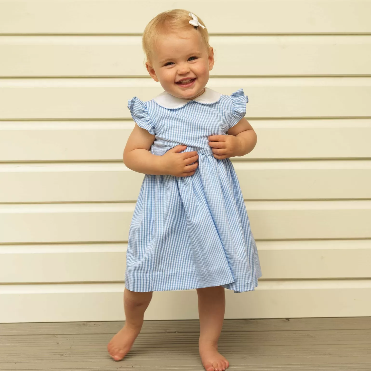 Rachel Riley Gingham Frill Sleeve Dress And Bloomers | Baby Girl Dresses