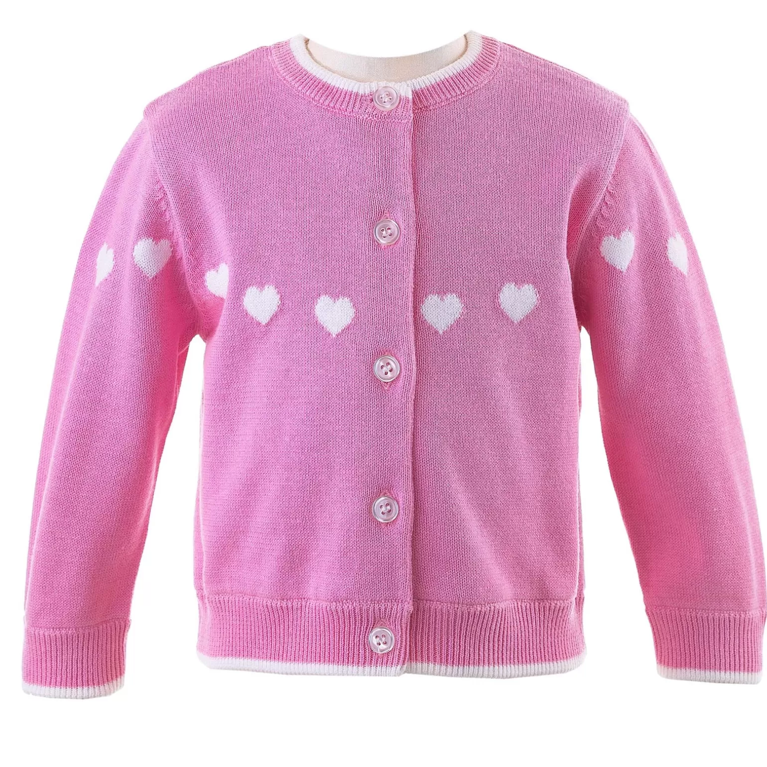 Rachel Riley Heart Intarsia Cardigan | Baby Girl Knitwear