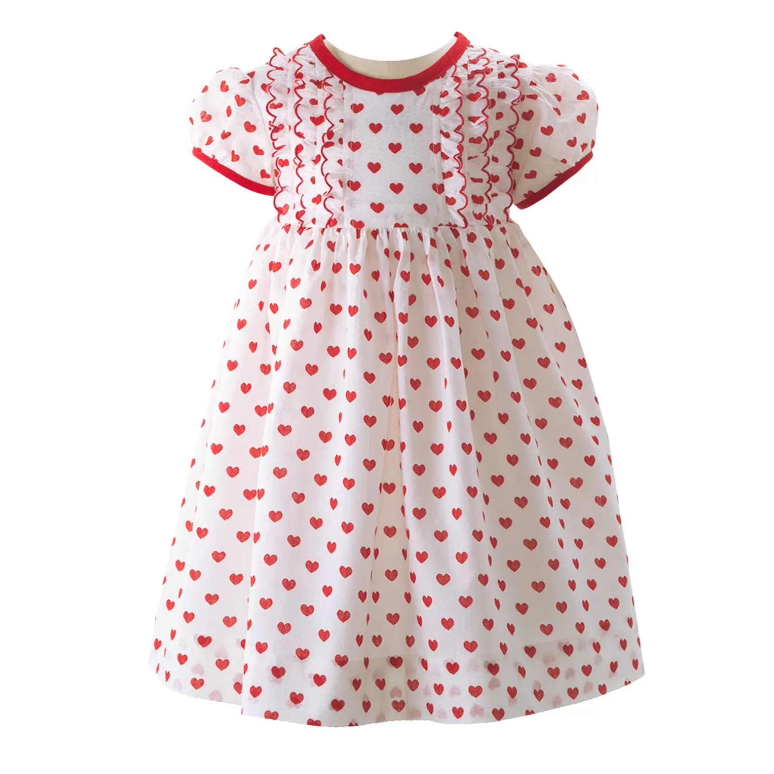 Rachel Riley Heart Scalloped Frill Dress & Bloomers | Baby Girl Dresses