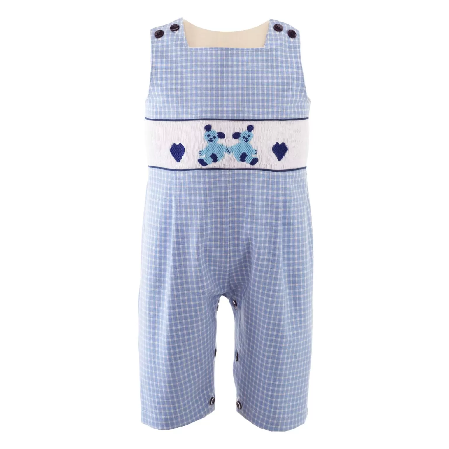 Rachel Riley Heart Teddy Smocked Dungarees | Baby Boy Dungarees