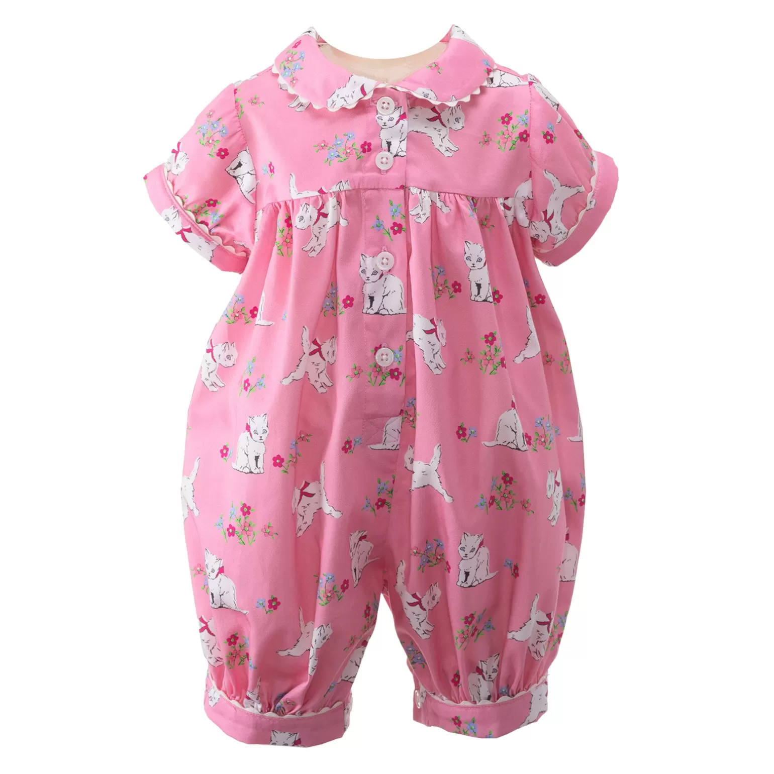 Rachel Riley Kitten Floral Babysuit | Baby Girl Babygros & Babysuits