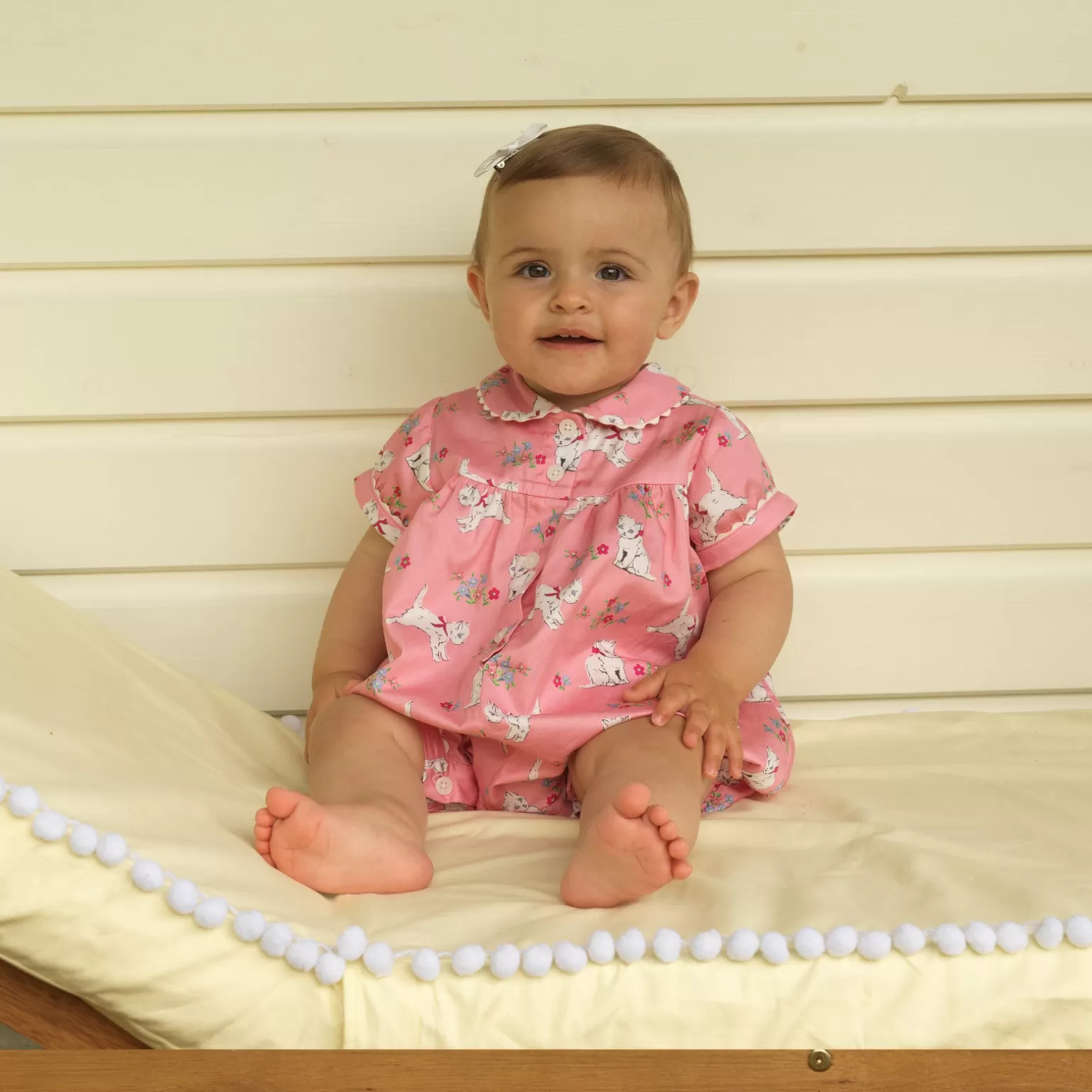 Rachel Riley Kitten Floral Babysuit | Baby Girl Babygros & Babysuits