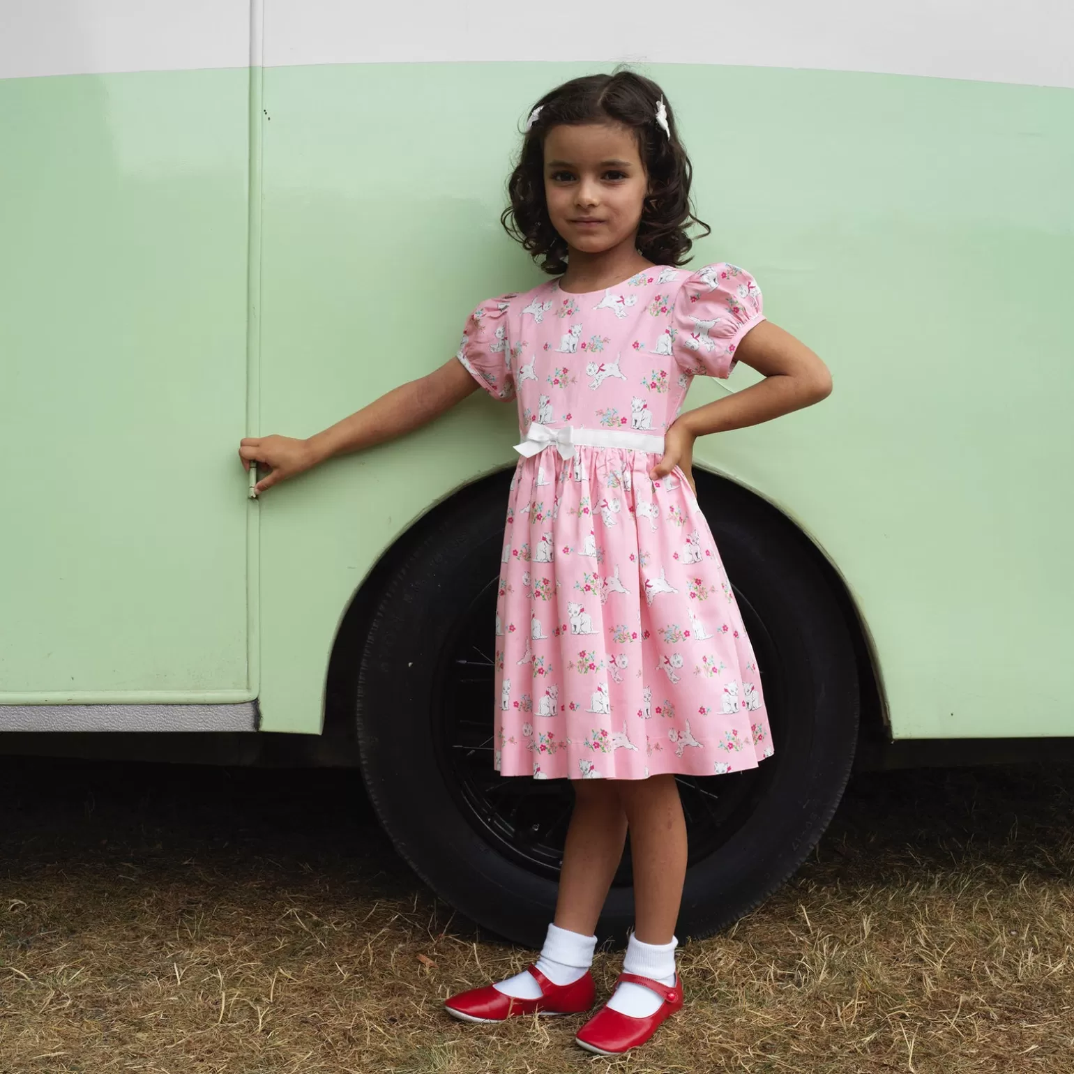 Rachel Riley Kitten Floral Dress | Girl Dresses