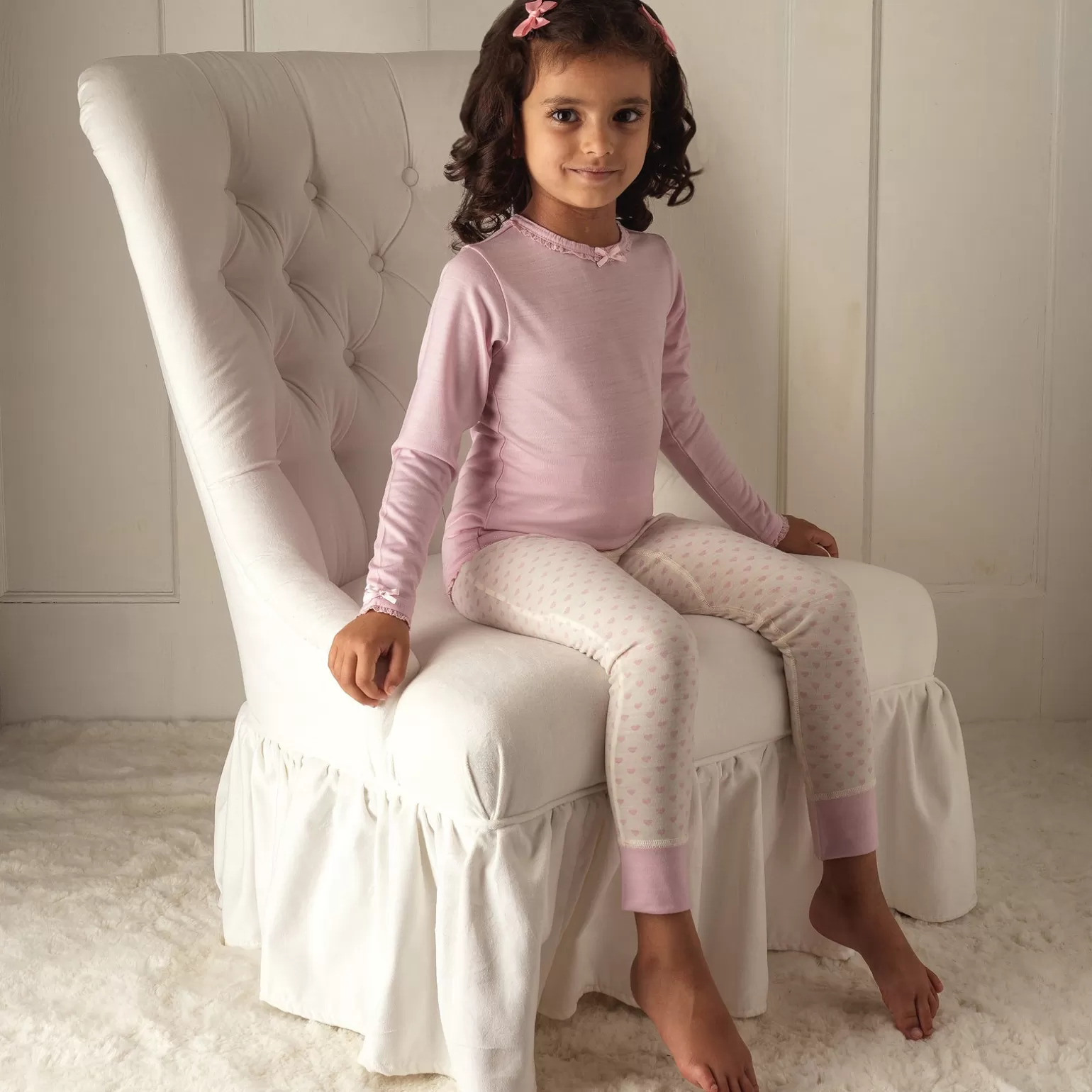 Rachel Riley Lace And Bows Long Sleeve Sugar Pink Top | Girl Tops