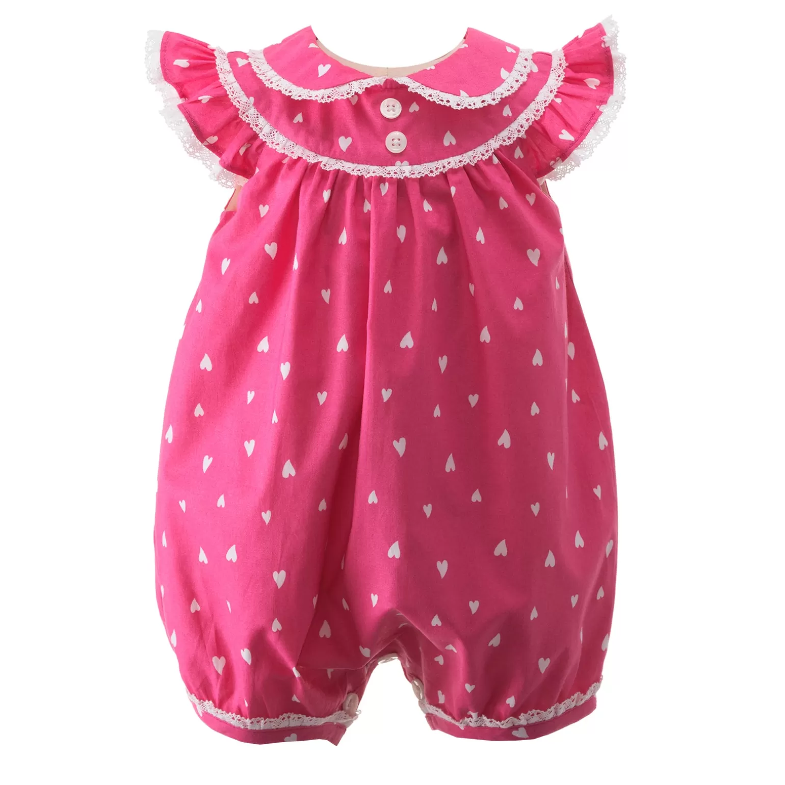 Rachel Riley Lace Trim Heart Babysuit | Baby Girl Babygros & Babysuits