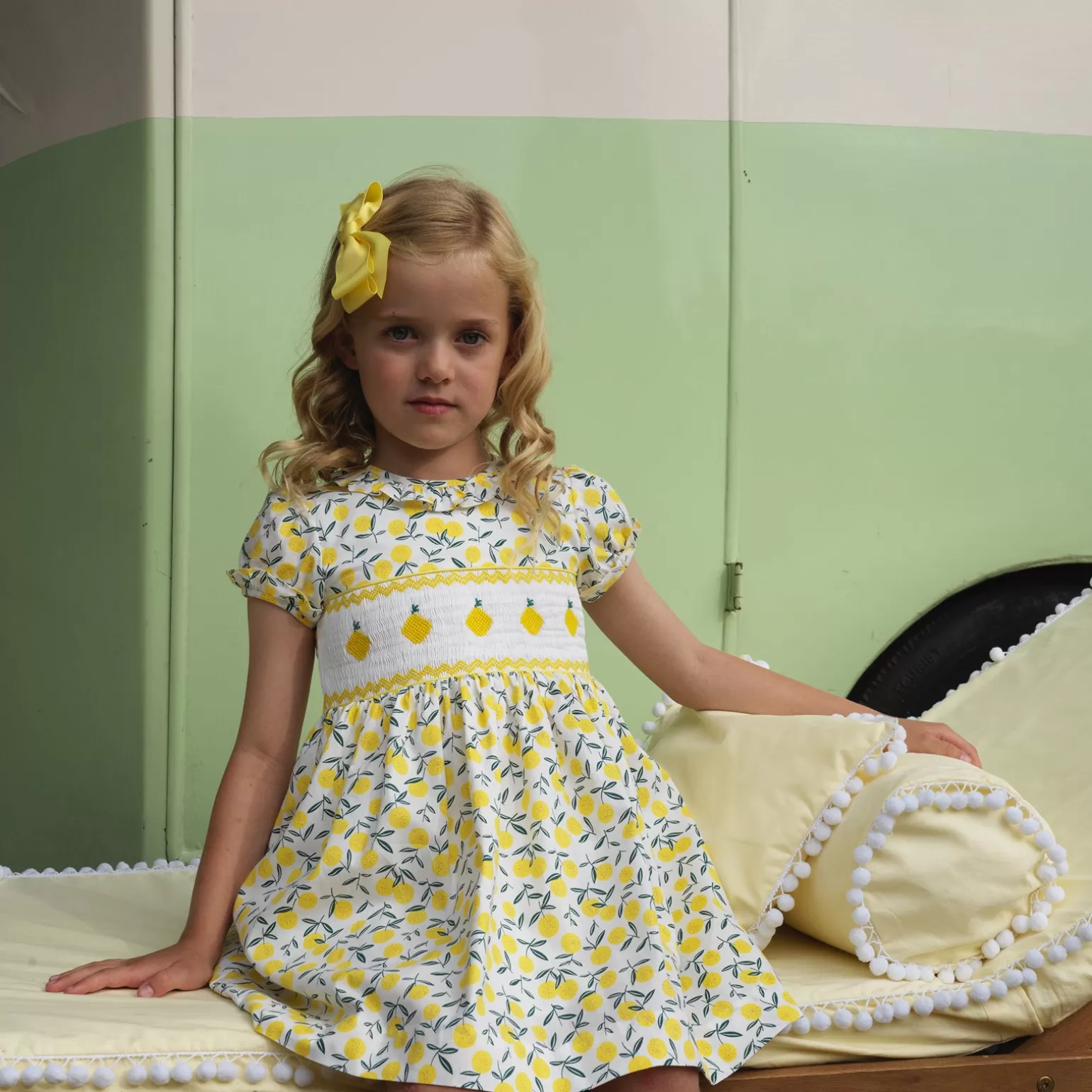 Rachel Riley Lemon Smocked Dress | Girl Dresses
