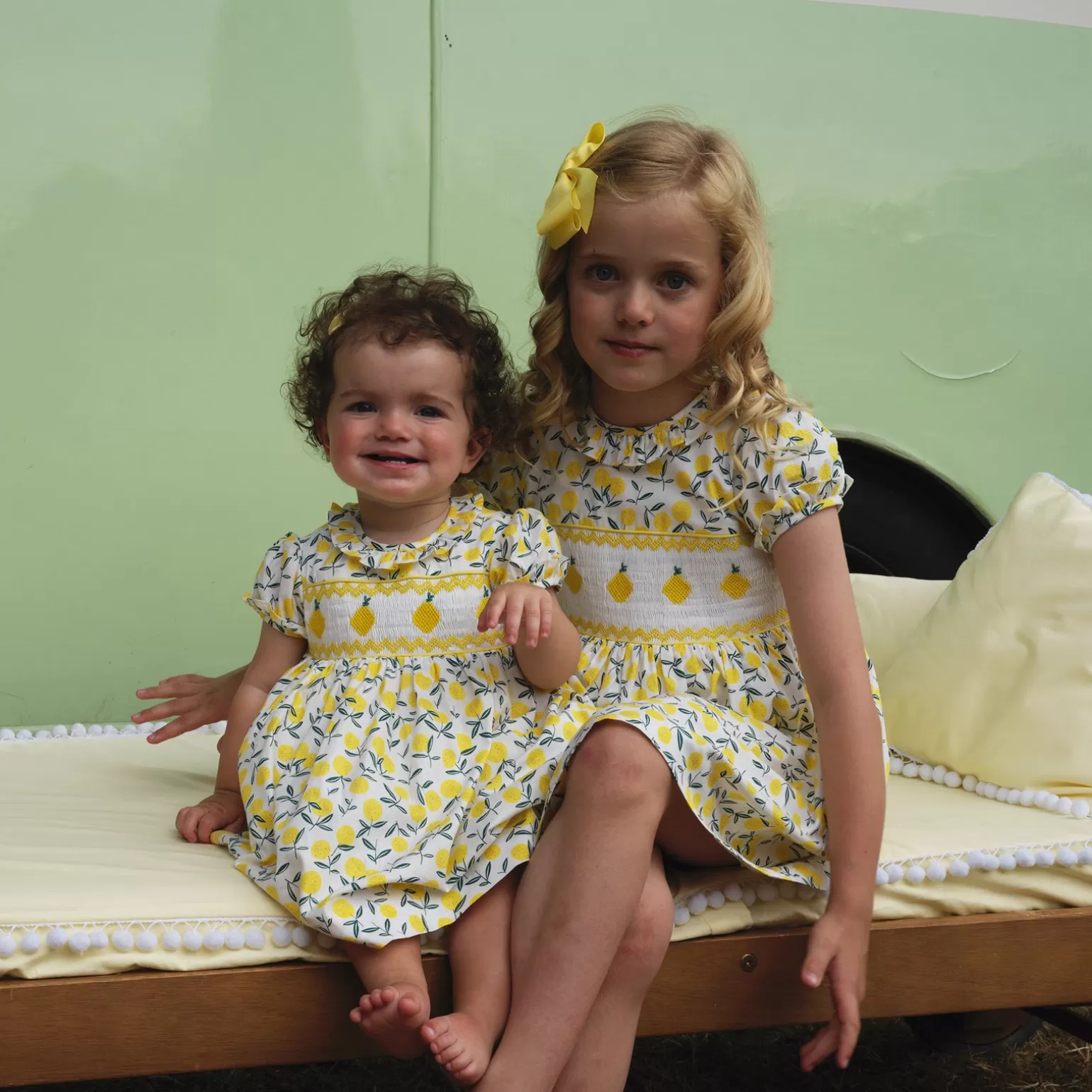 Rachel Riley Lemon Smocked Dress & Bloomers | Baby Girl Dresses