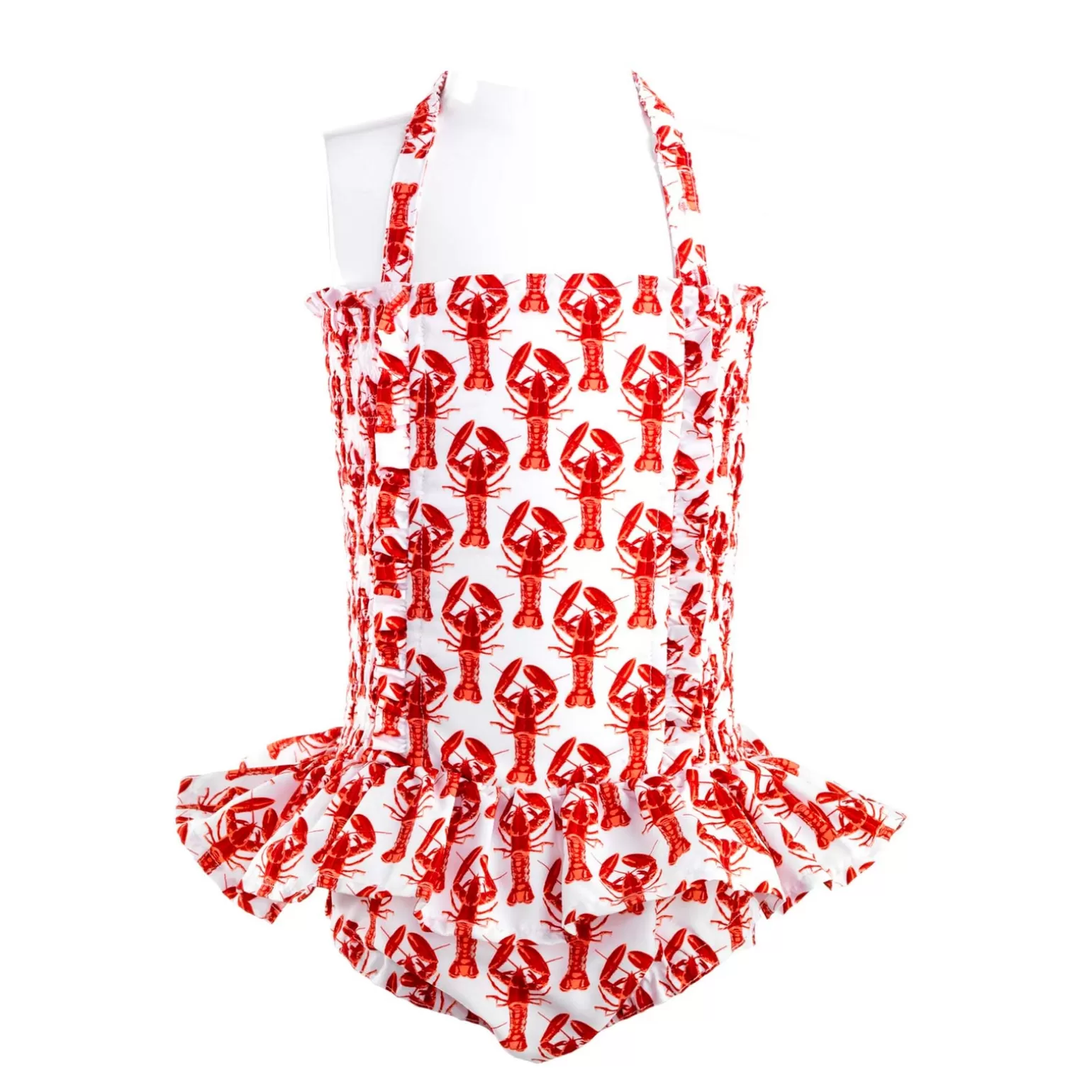 Rachel Riley Lobster Print Ruched Swimsuit | Girl Swim