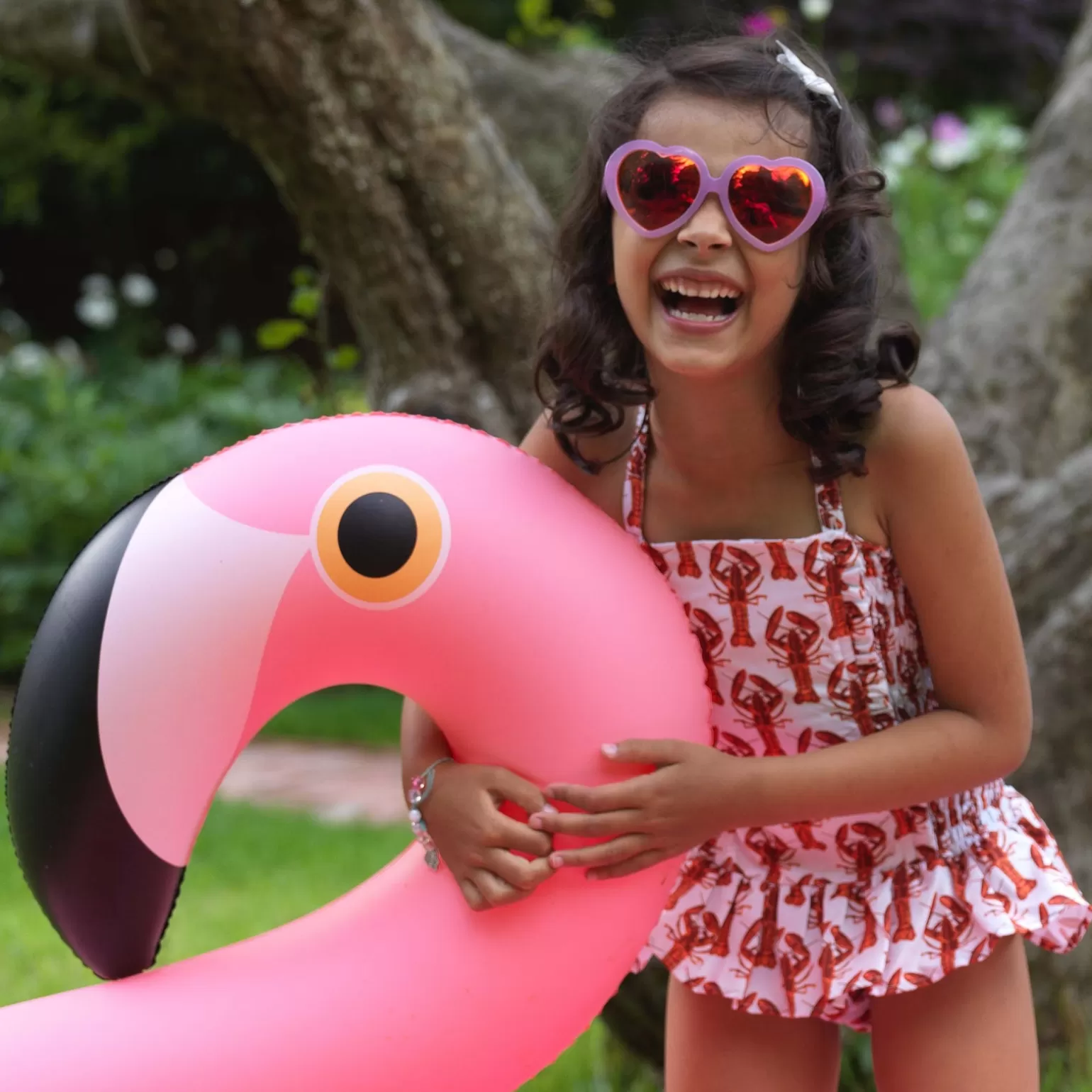 Rachel Riley Lobster Print Ruched Swimsuit | Girl Swim