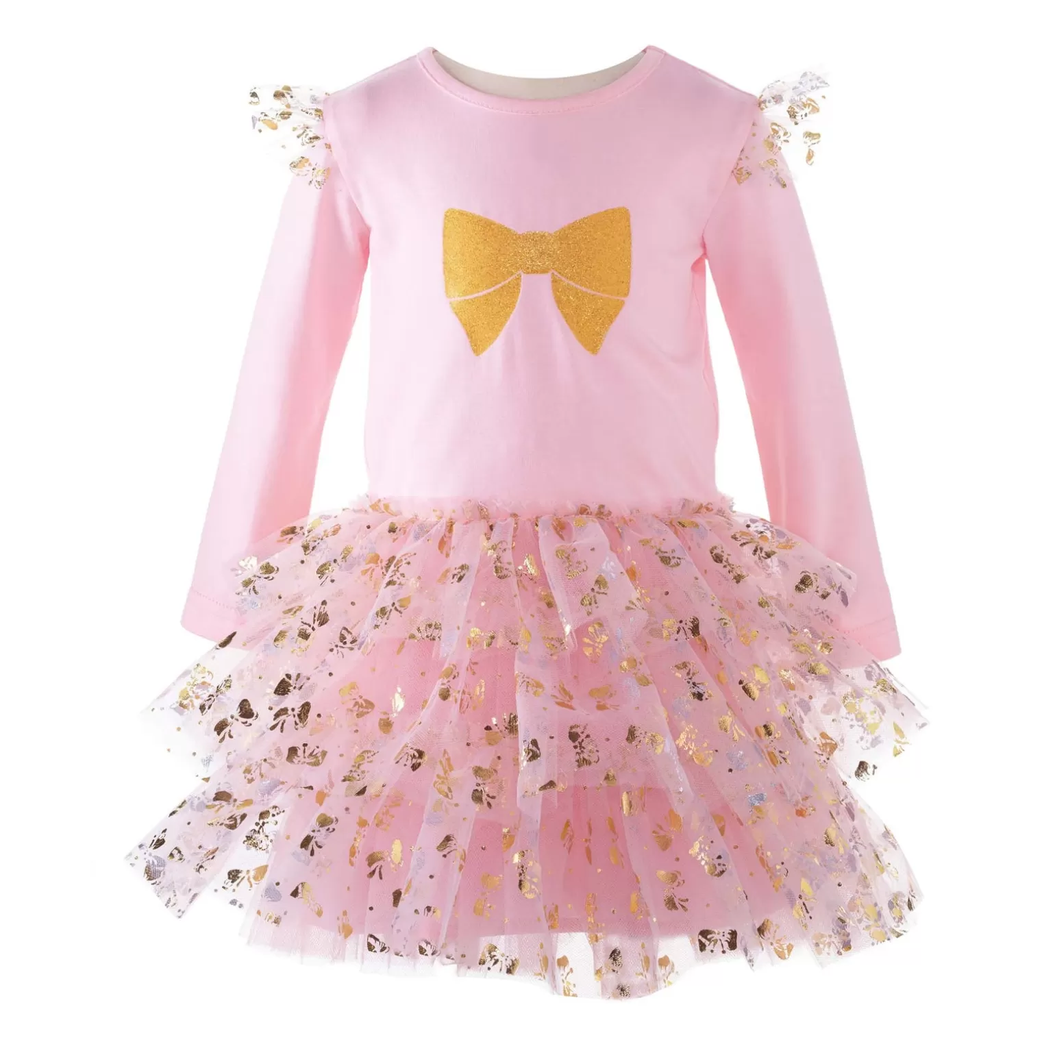 Rachel Riley Long Sleeve Bow Print Tutu Dress | Baby Girl Dresses