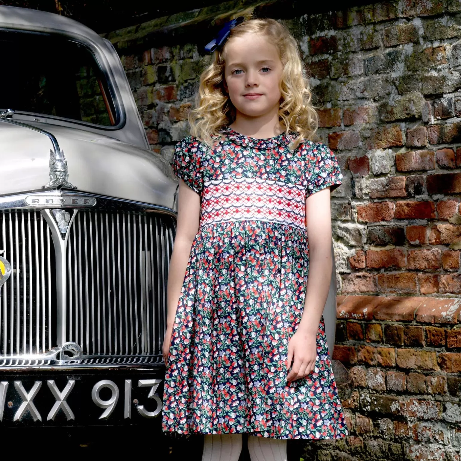 Rachel Riley Midnight Floral Smocked Dress | Girl Dresses