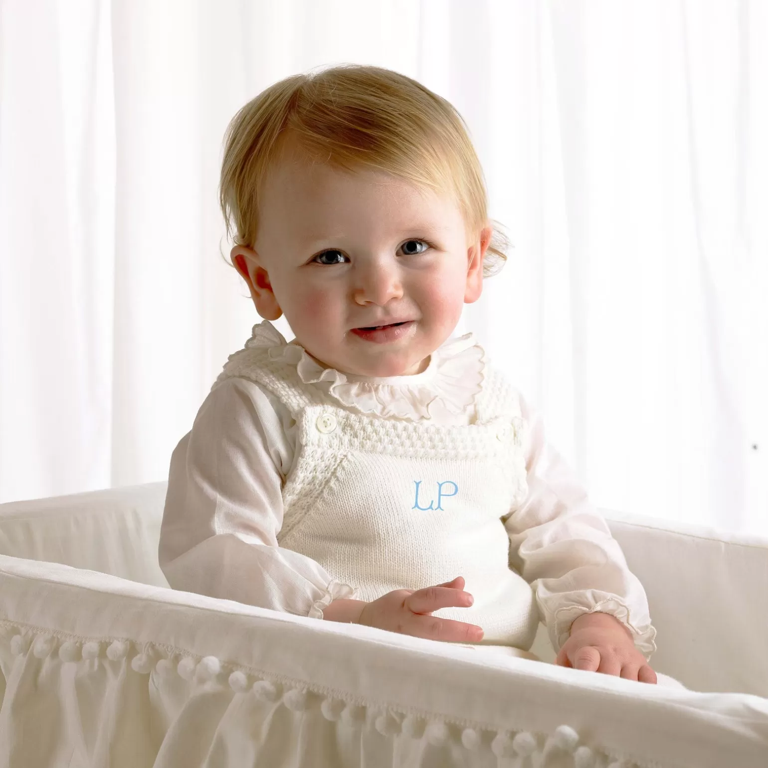 Rachel Riley Moss Stitch Strap Romper | Baby Girl Dungarees