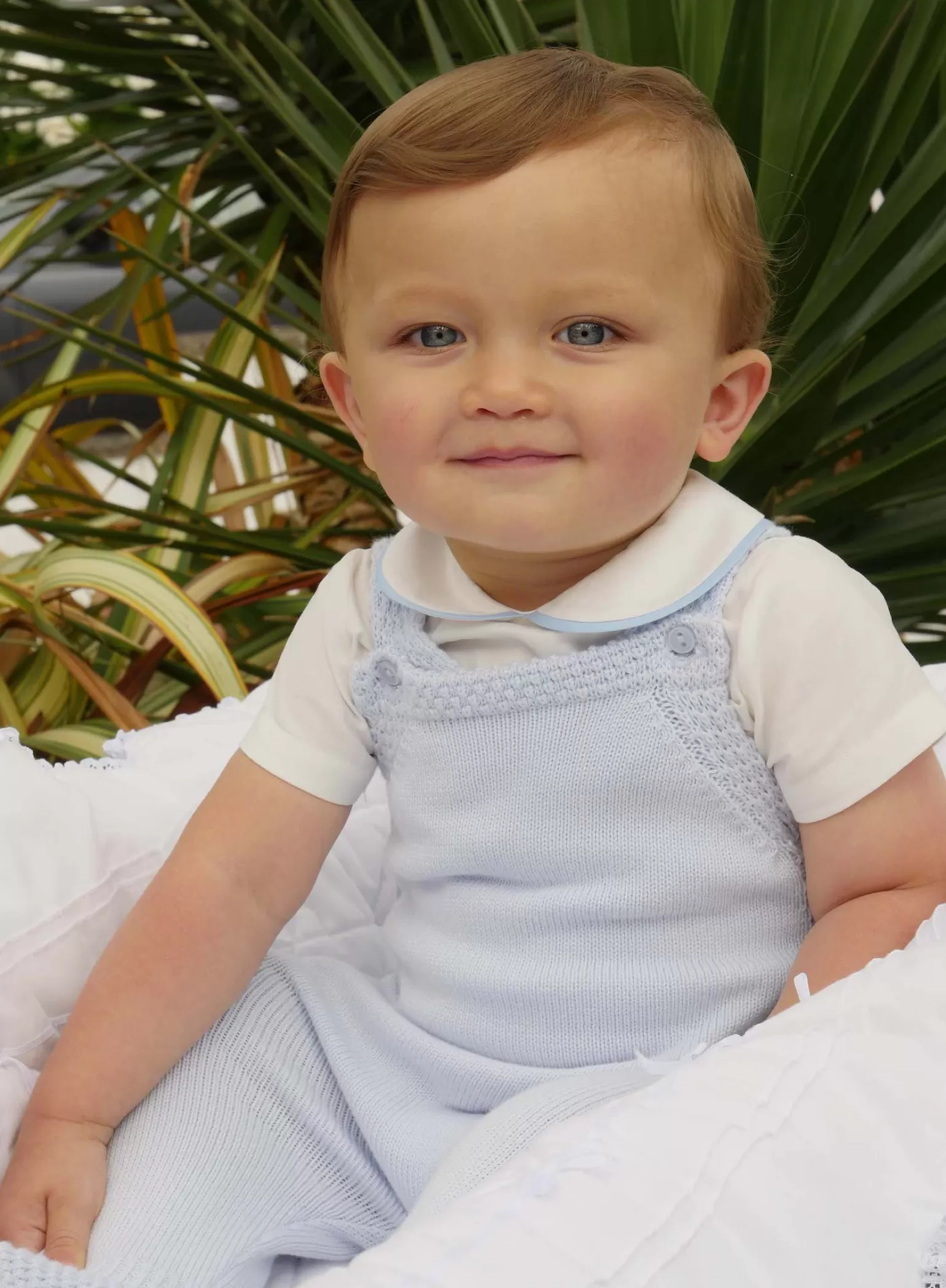 Rachel Riley Moss Stitch Strap Romper | Baby Boy Newborn