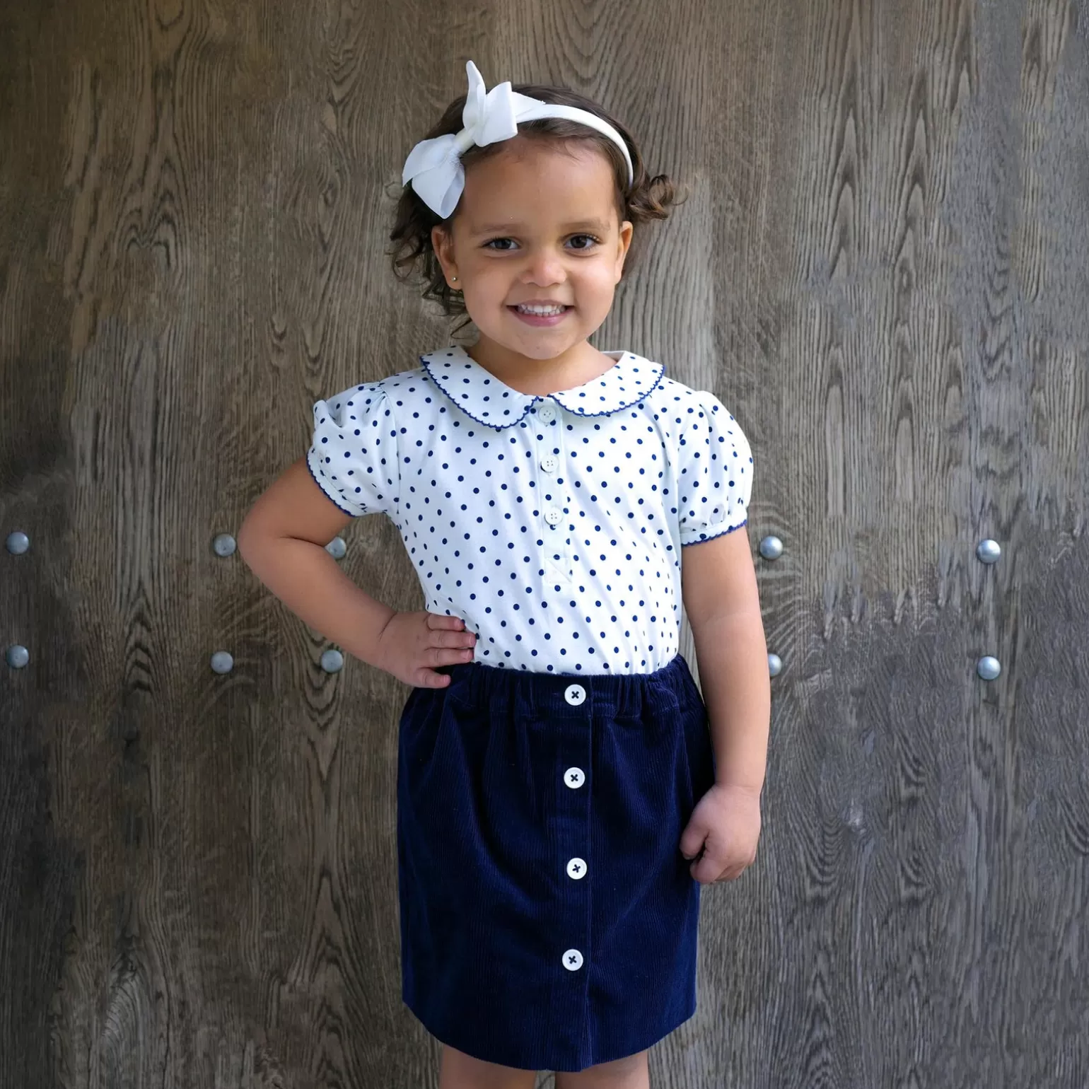 Rachel Riley Navy Button-Front Skirt | Girl Bottoms