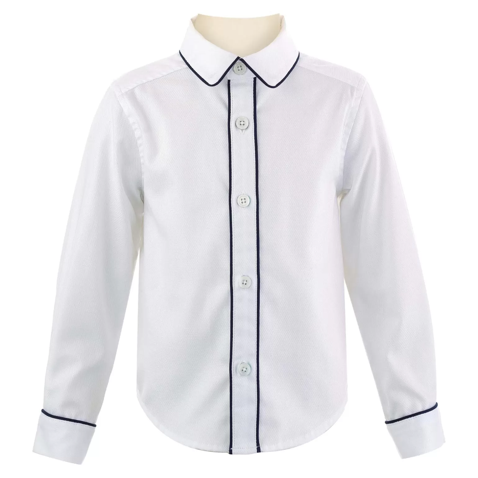 Rachel Riley Navy Piped Pique Shirt | Boy Shirts & Tops
